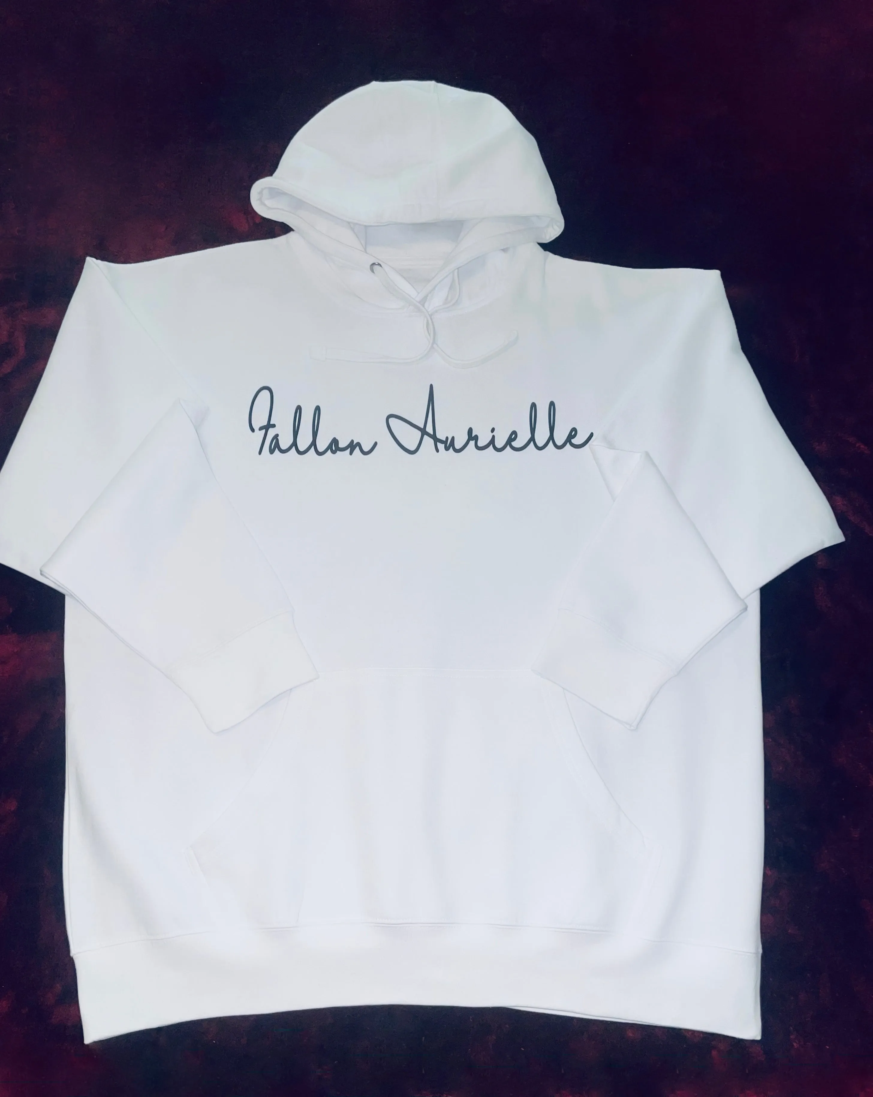 Fallon Aurielle Unisex Signature Aries Logo & Name Zodiac Hoodie (White & Black)
