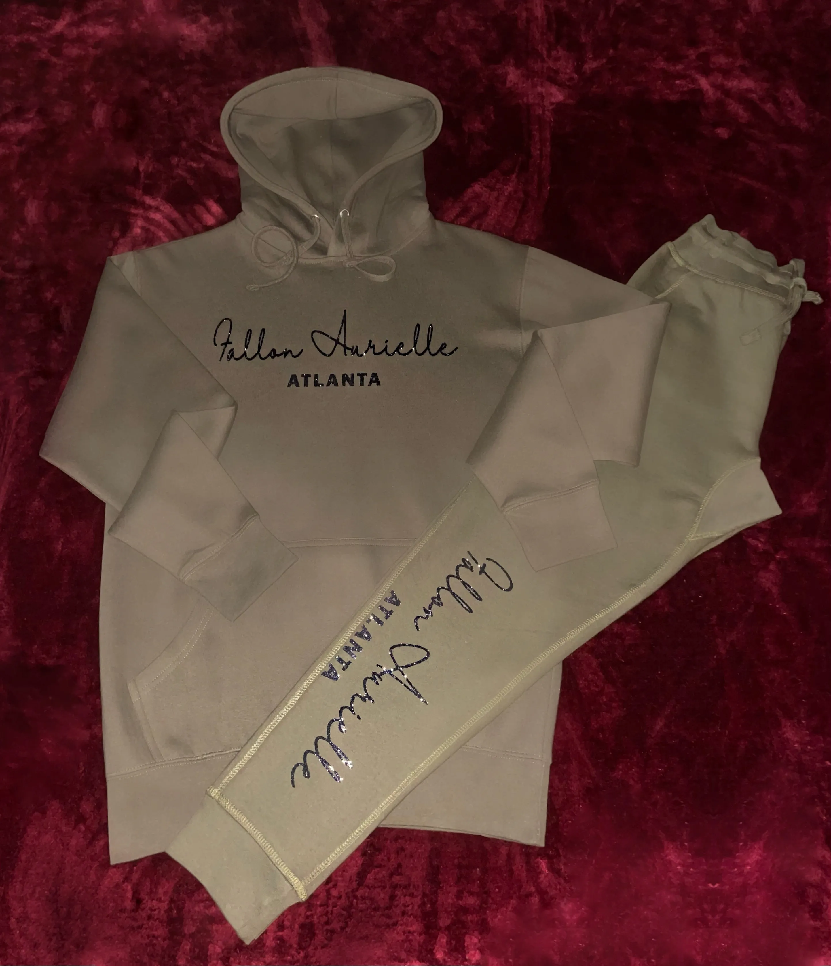 Fallon Aurielle Unisex Signature Atlanta Rep Yo Set Hoodie (Olive Green & Black Sparkle)