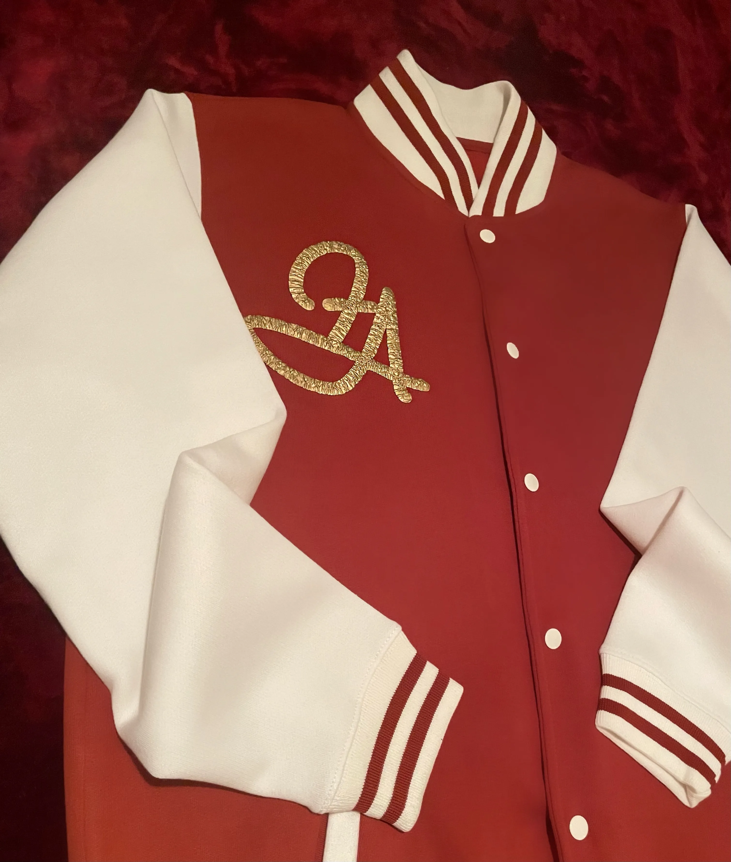 Fallon Aurielle Unisex Signature Cancer Logo & Name Zodiac Jacket (Burnt Orange, Antique Gold & Cream)
