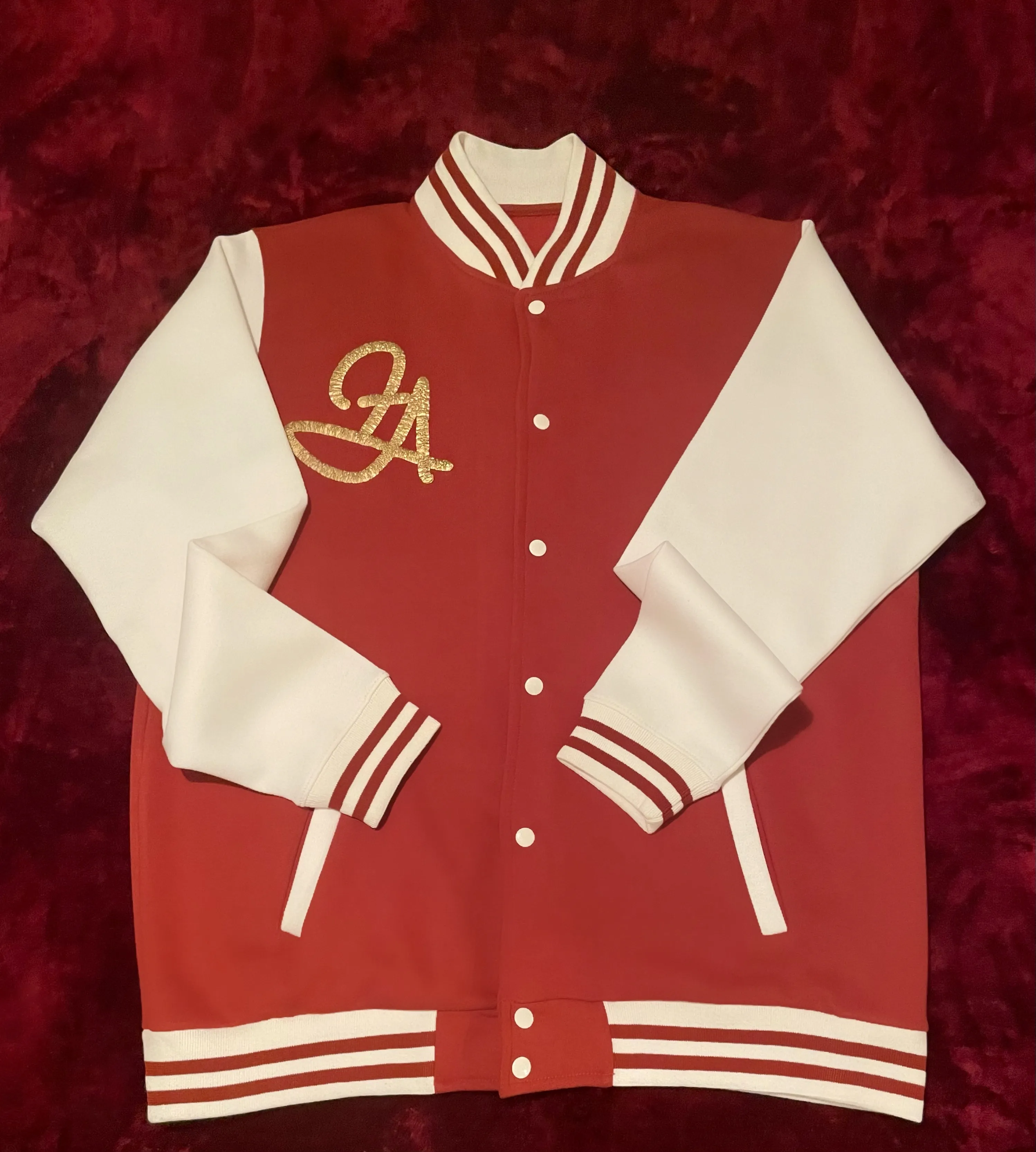 Fallon Aurielle Unisex Signature Cancer Logo & Name Zodiac Jacket (Burnt Orange, Antique Gold & Cream)