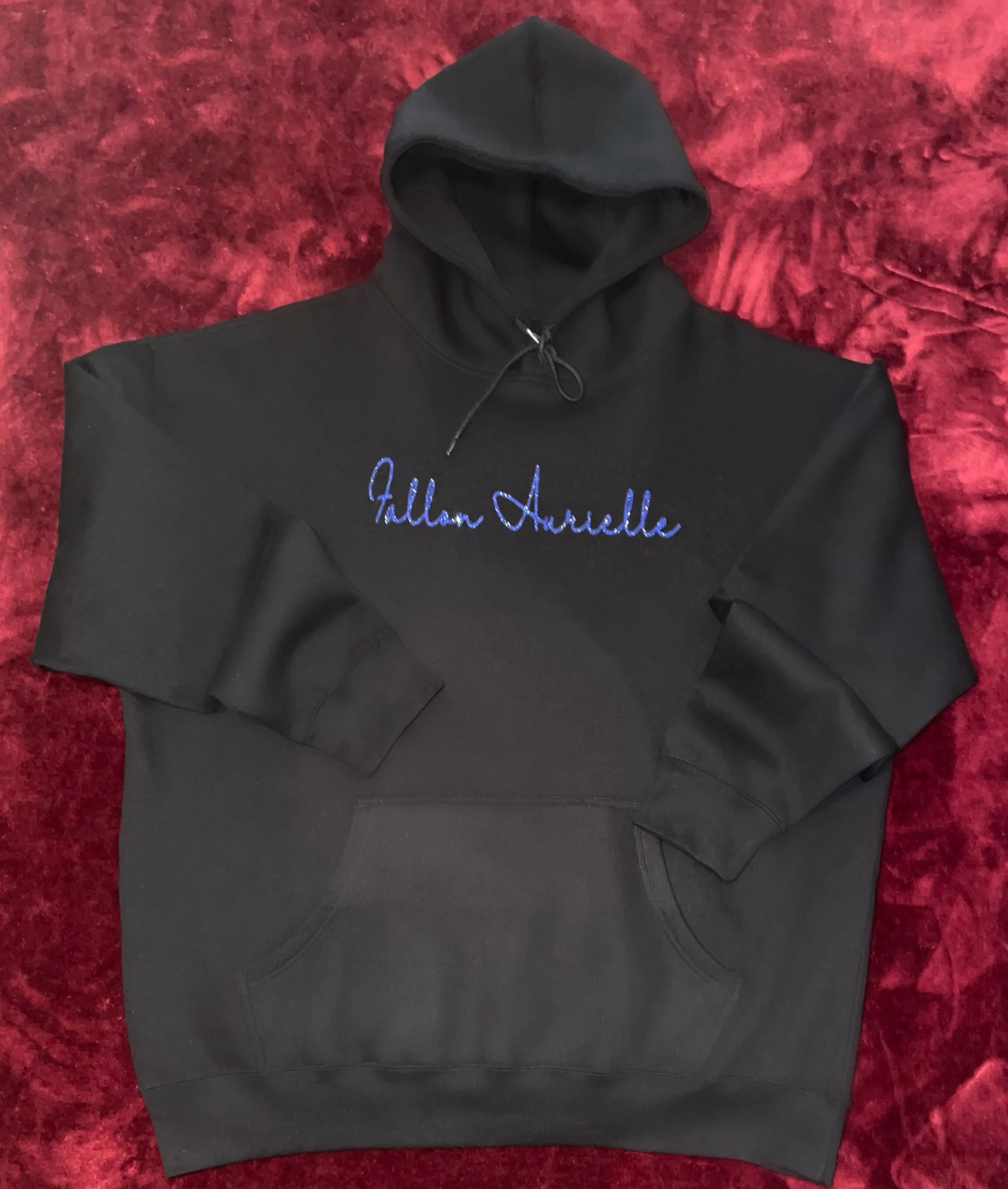 Fallon Aurielle Unisex Signature Capricorn Logo & Name Zodiac Hoodie (Black & Purple Sparkle)