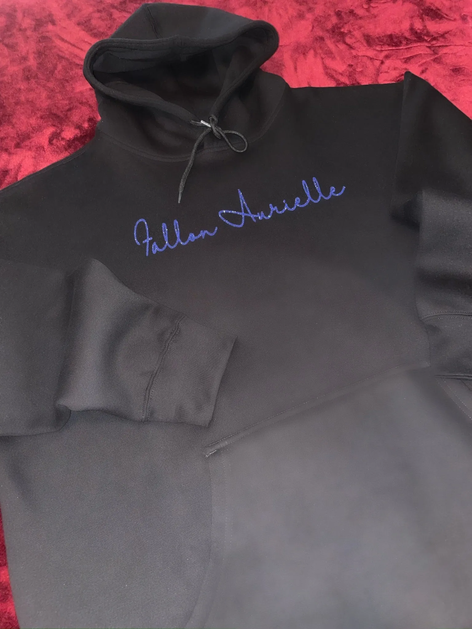 Fallon Aurielle Unisex Signature Capricorn Logo & Name Zodiac Hoodie (Black & Purple Sparkle)