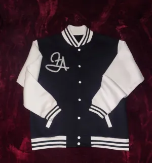 Fallon Aurielle Unisex Signature Capricorn Logo & Name Zodiac Jacket (Black, Metallic Silver & Cream)