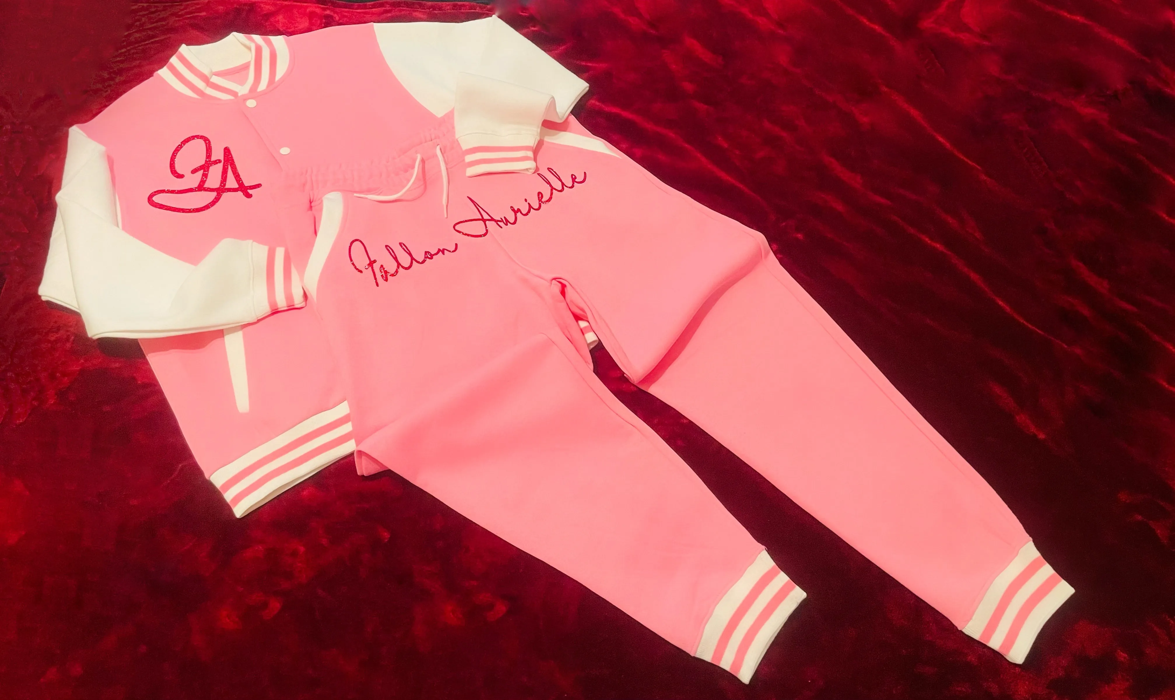 Fallon Aurielle Unisex Signature Capricorn Zodiac Jacket (Pink, Red Sparkle & White)