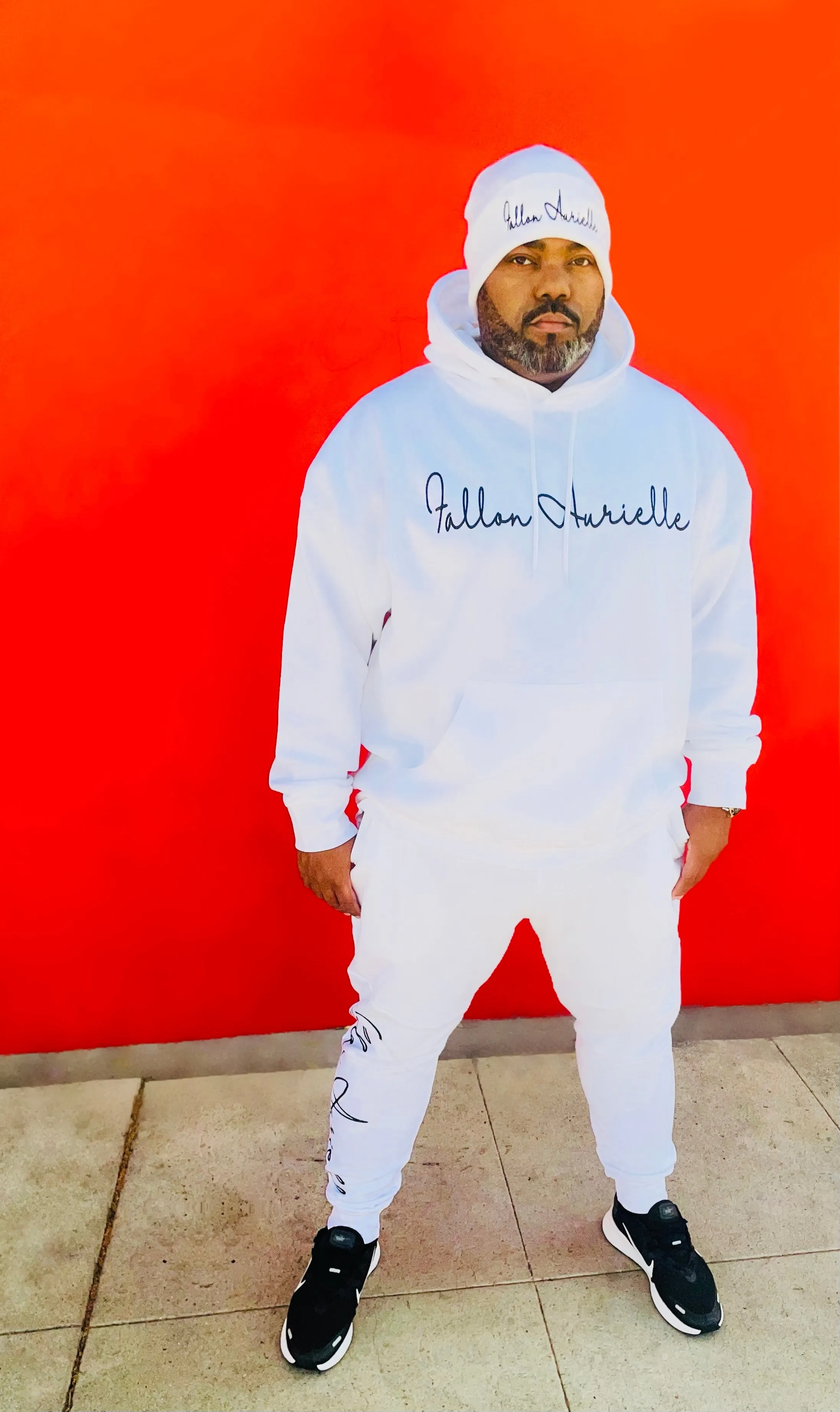Fallon Aurielle Unisex Signature Classic Joggers (White & Black)