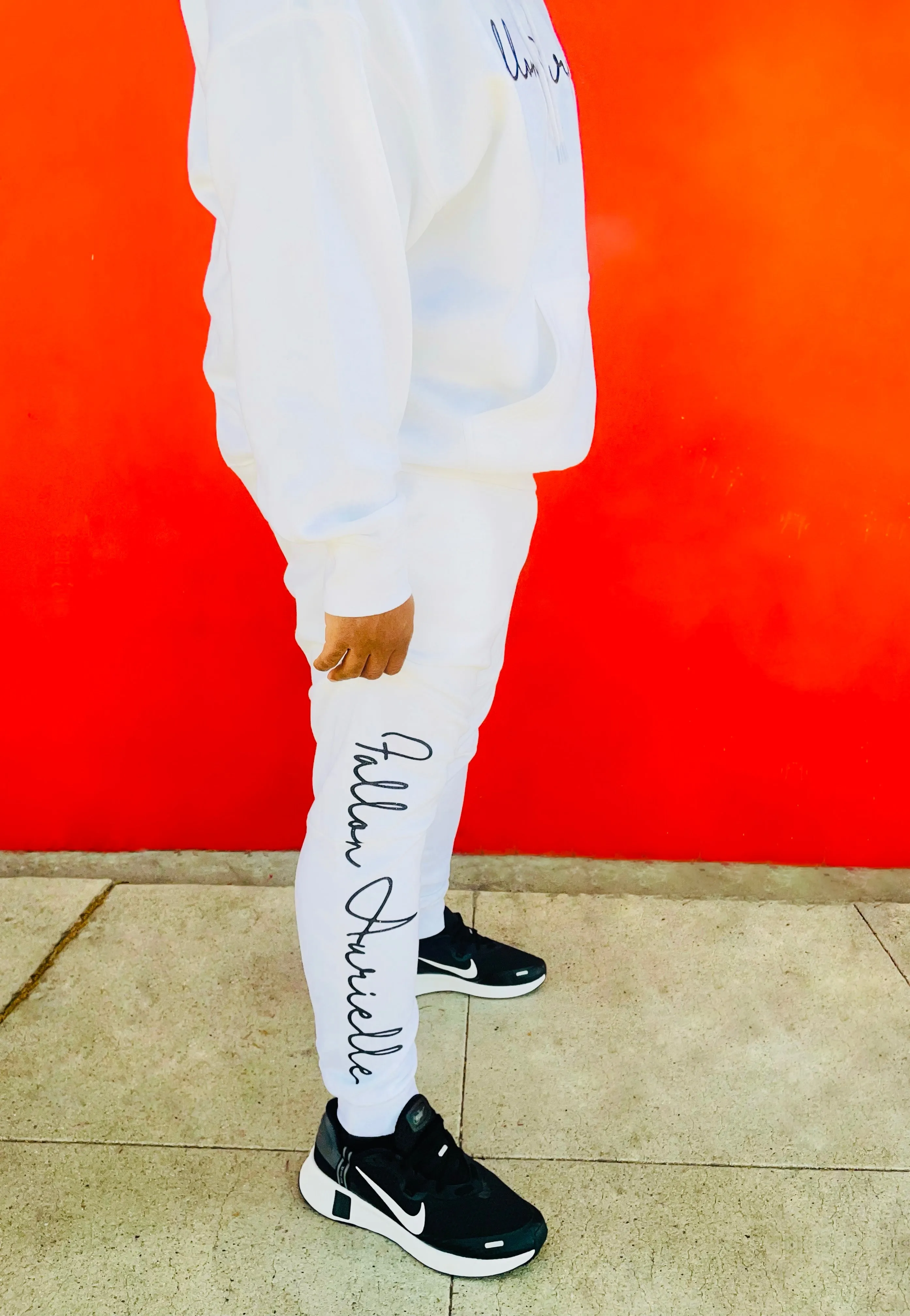 Fallon Aurielle Unisex Signature Classic Joggers (White & Black)