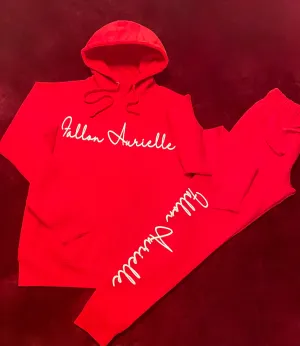 Fallon Aurielle Unisex Signature Classic Jogging Set (Red & White)