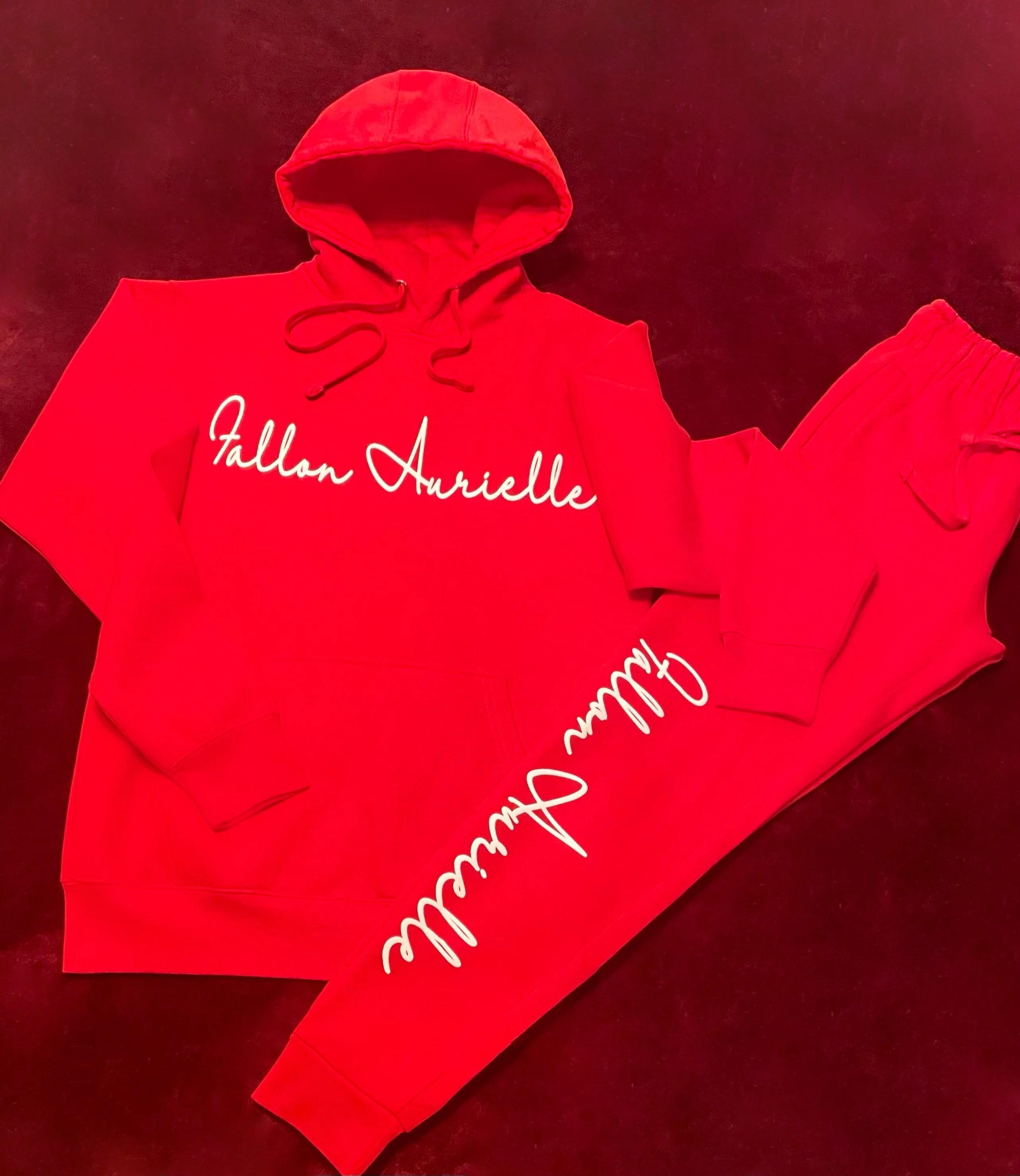 Fallon Aurielle Unisex Signature Classic Jogging Set (Red & White)