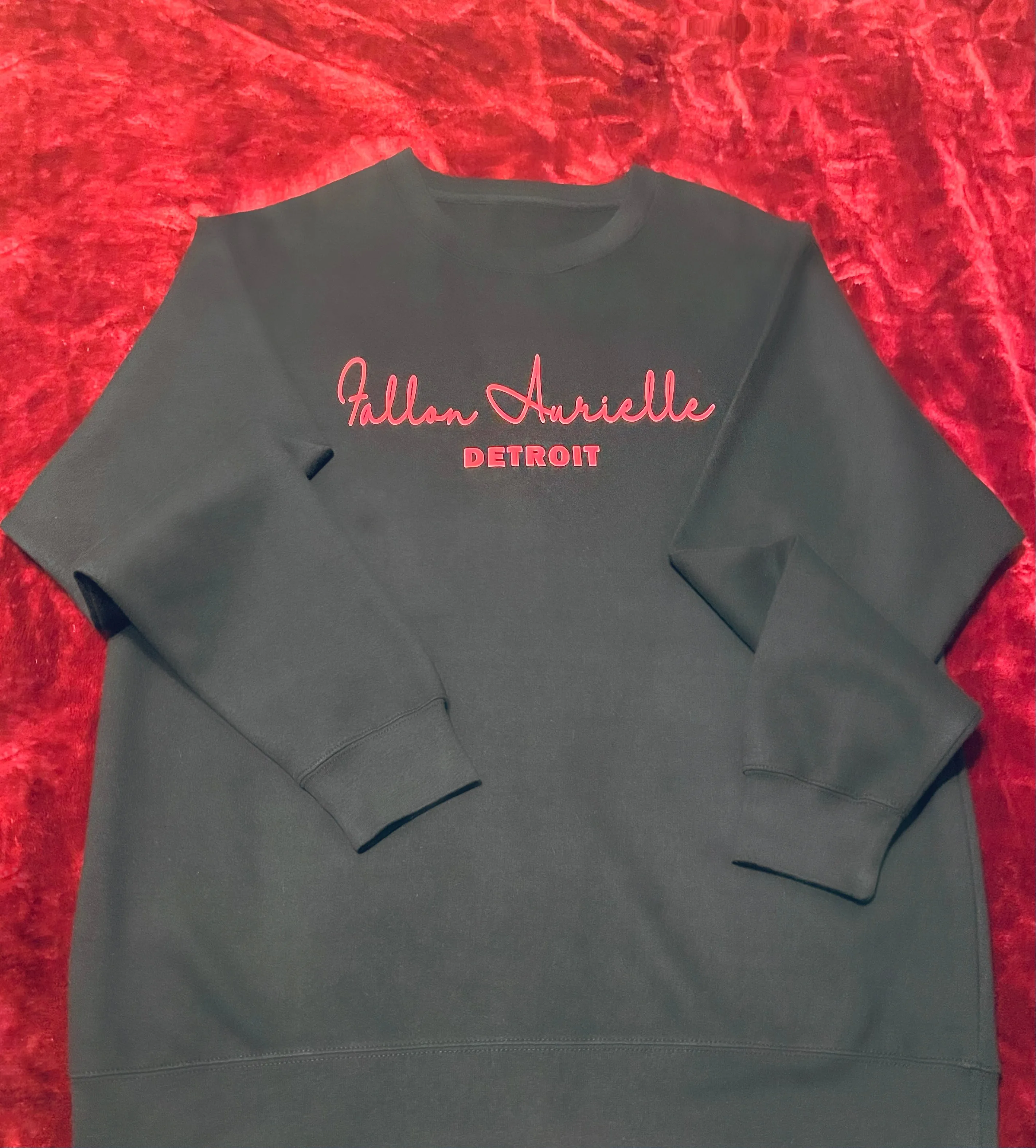 Fallon Aurielle Unisex Signature Detroit Rep Yo Set Crewneck Sweater (Black & Red)