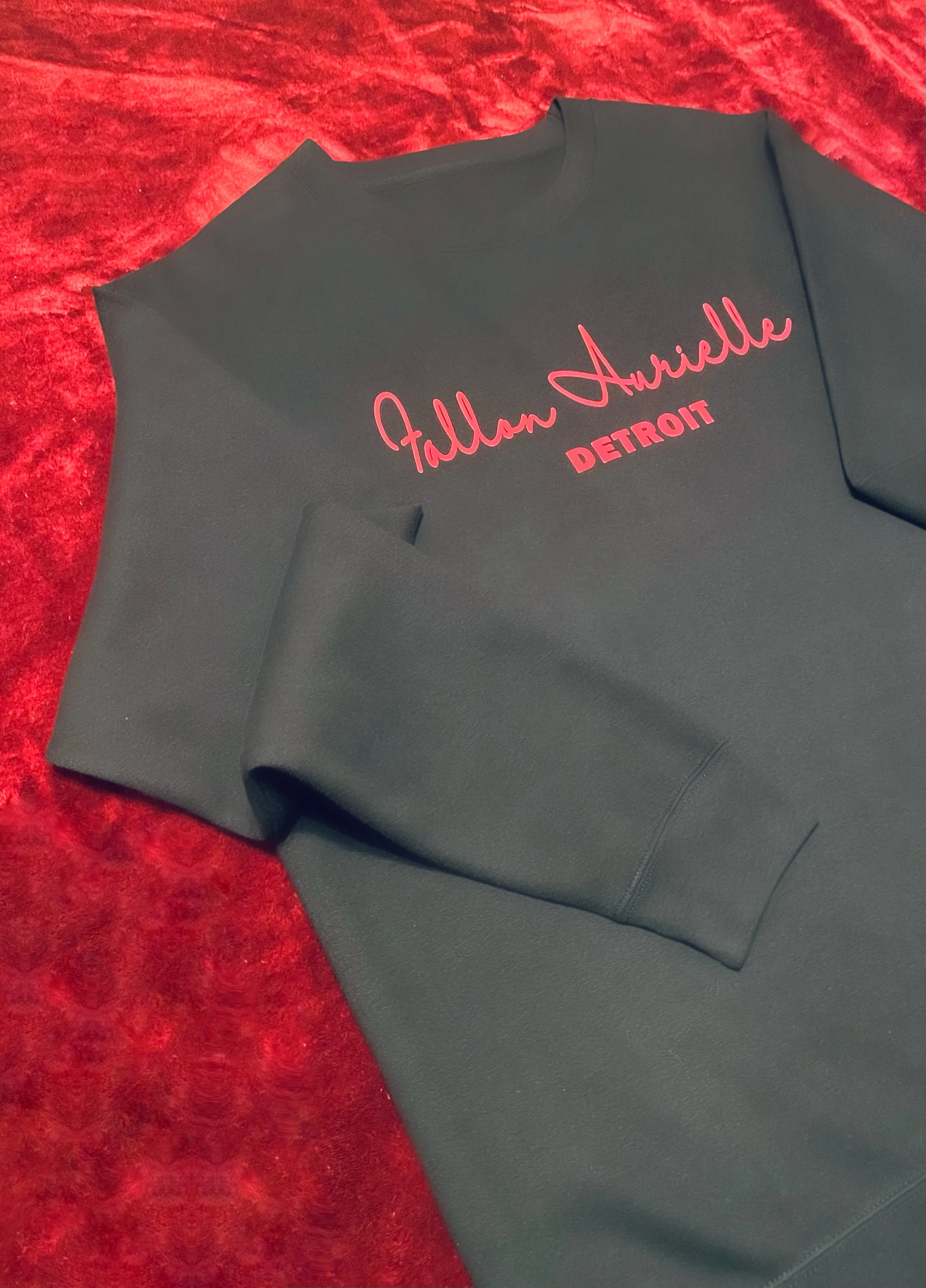 Fallon Aurielle Unisex Signature Detroit Rep Yo Set Crewneck Sweater (Black & Red)