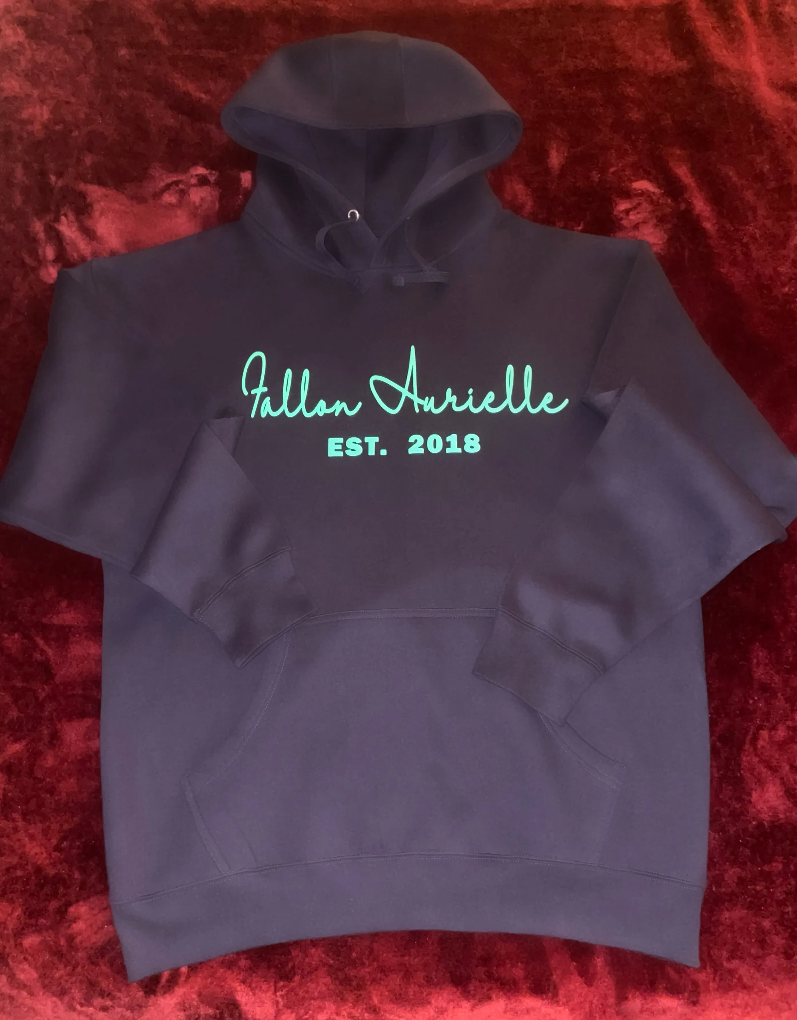 Fallon Aurielle Unisex Signature EST. 2018 Hoodie (Navy Blue & Green)