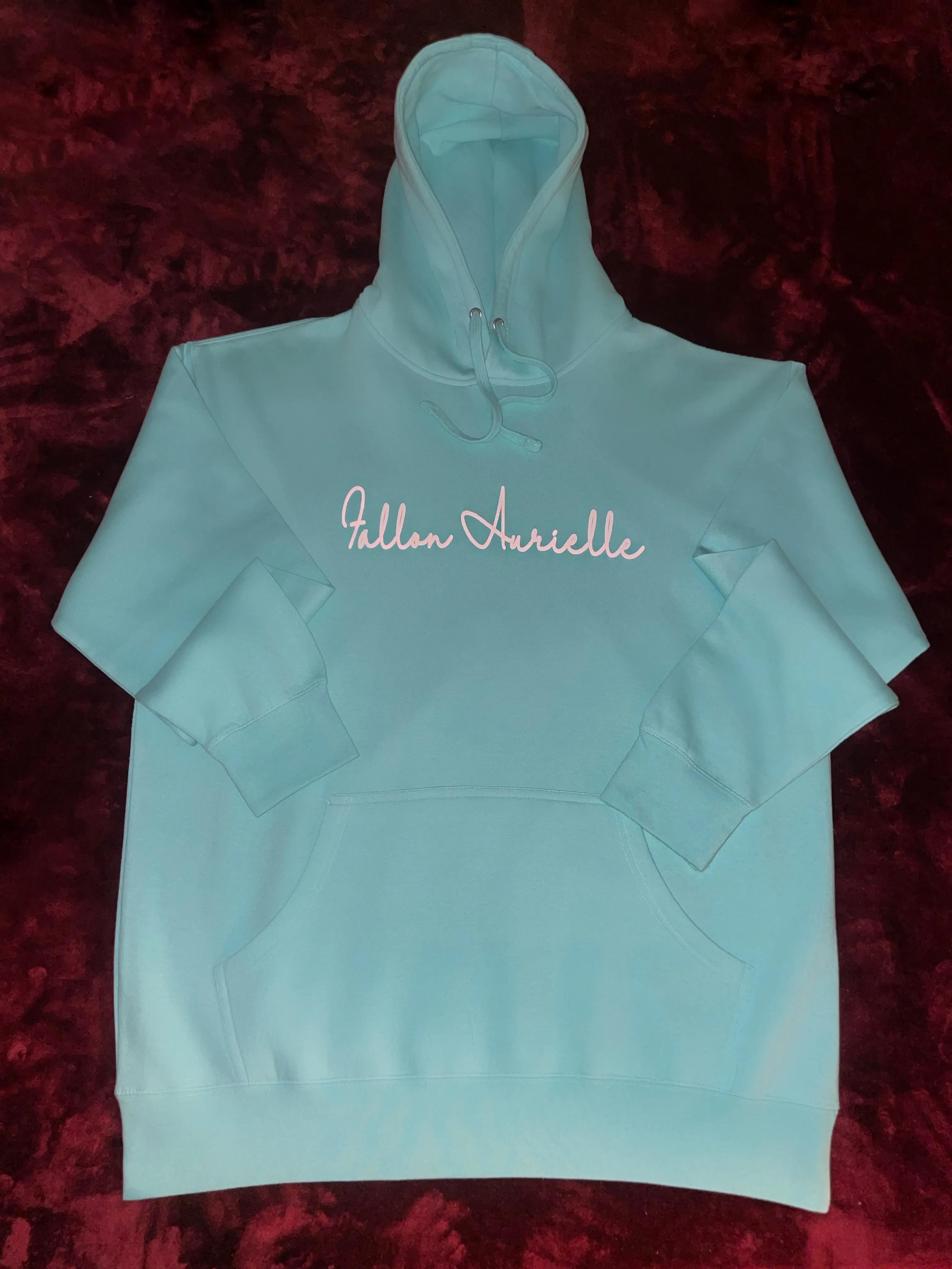 Fallon Aurielle Unisex Signature Libra Scales Logo & Name Zodiac Hoodie (Seafoam Green & White)