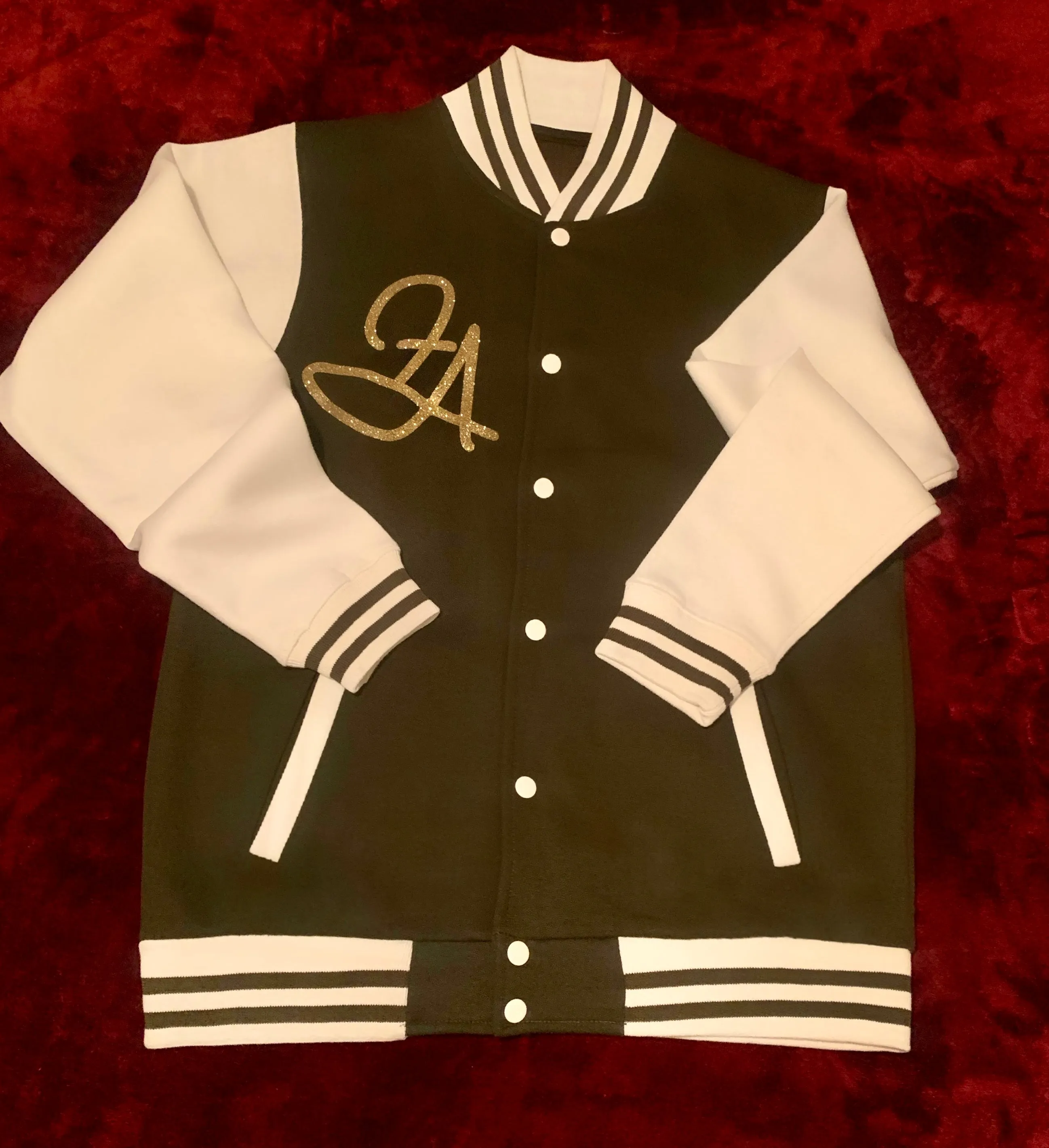 Fallon Aurielle Unisex Signature Sagittarius Logo & Name Zodiac Jacket (Olive Green, Gold & Cream)