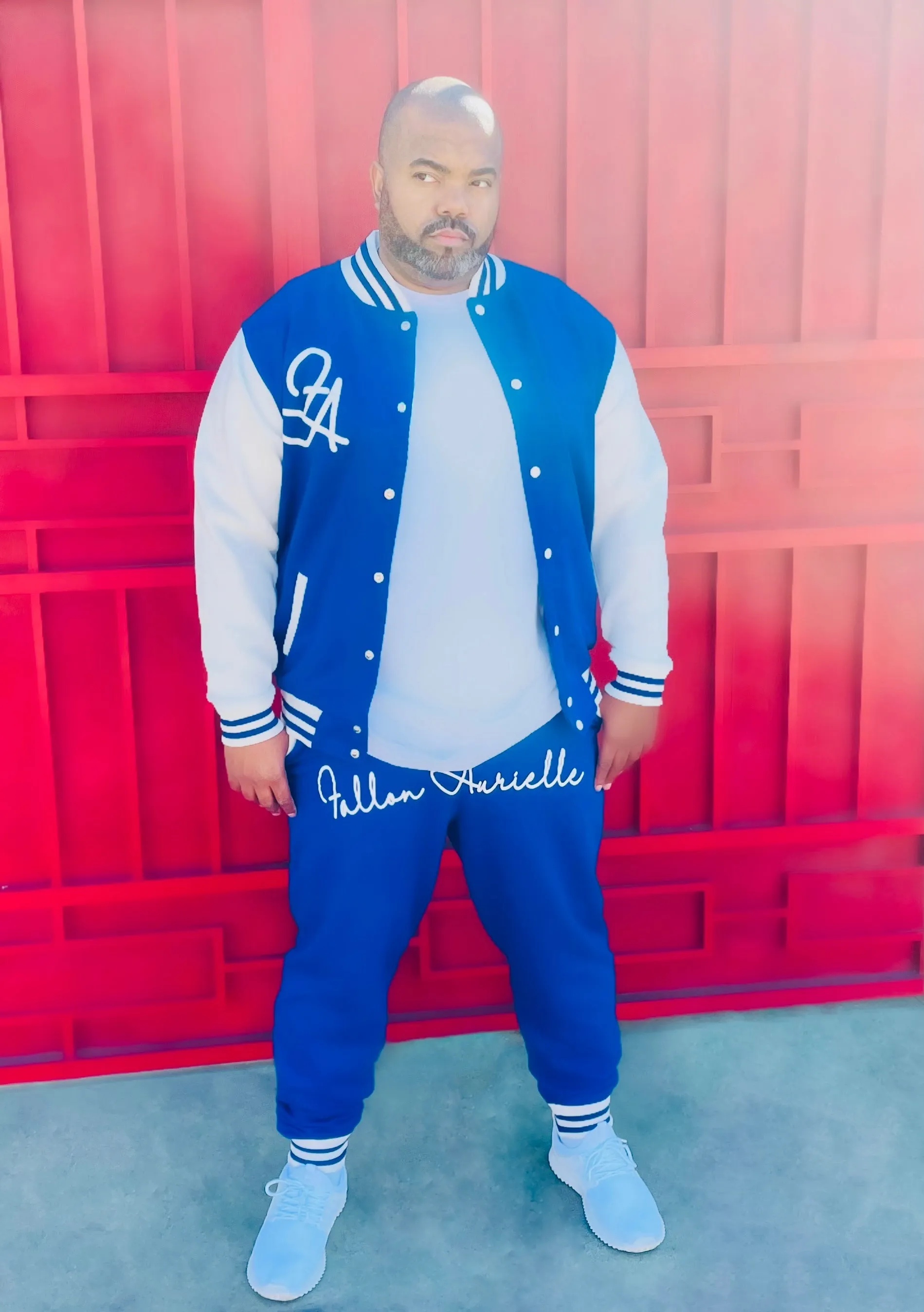Fallon Aurielle Unisex Signature Sagittarius Zodiac Jacket (Royal Blue & White)