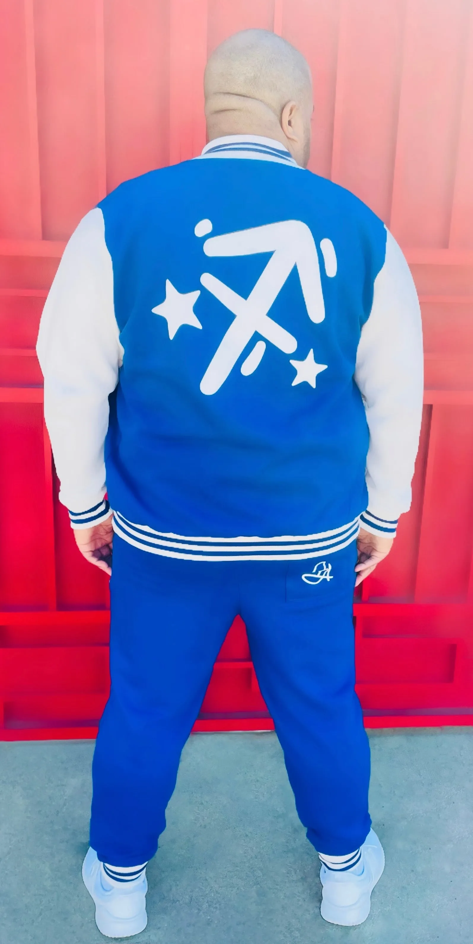 Fallon Aurielle Unisex Signature Sagittarius Zodiac Jacket (Royal Blue & White)