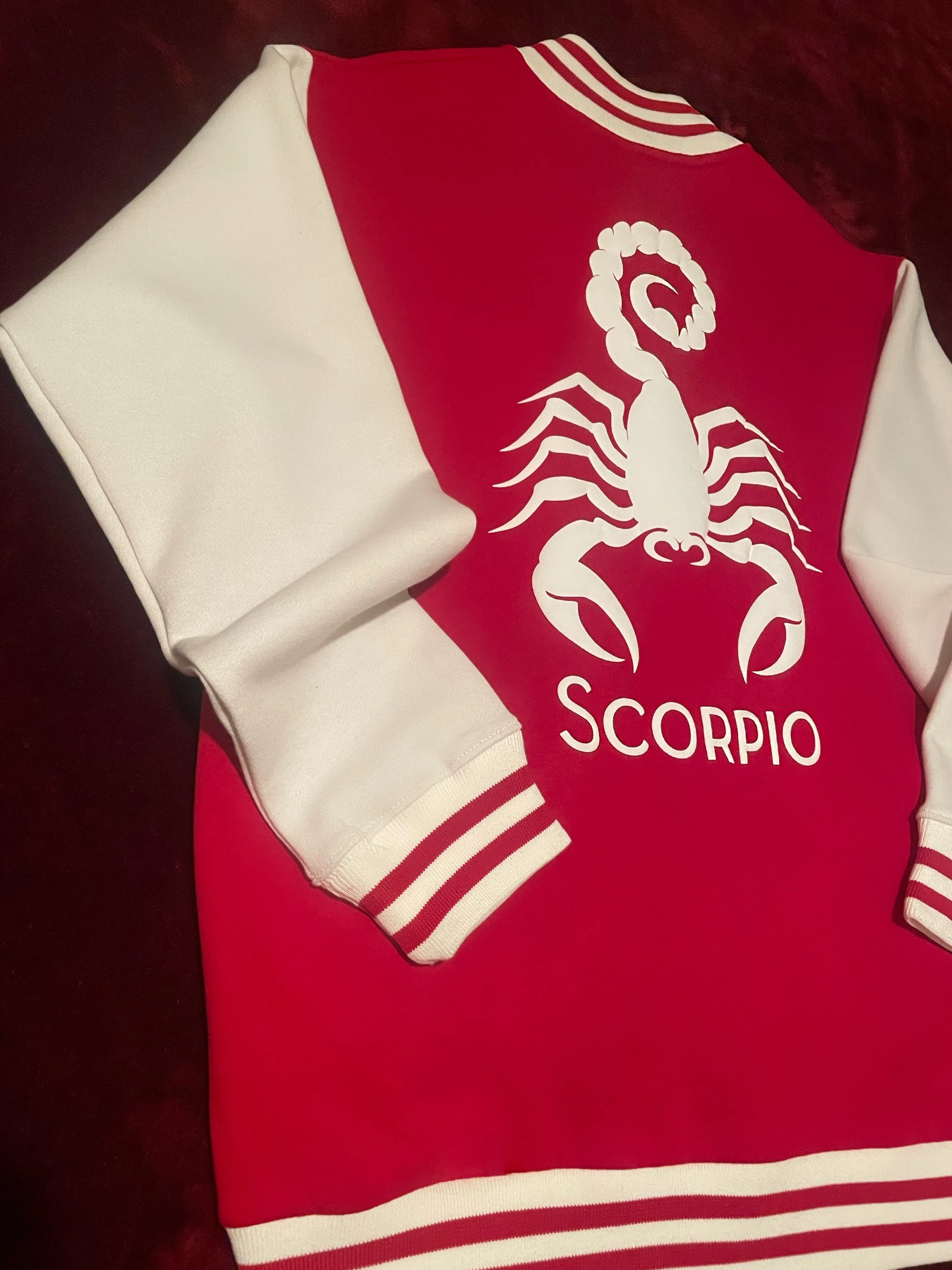 Fallon Aurielle Unisex Signature Scorpio Scorpion Logo & Name Zodiac Jacket (Red & White)