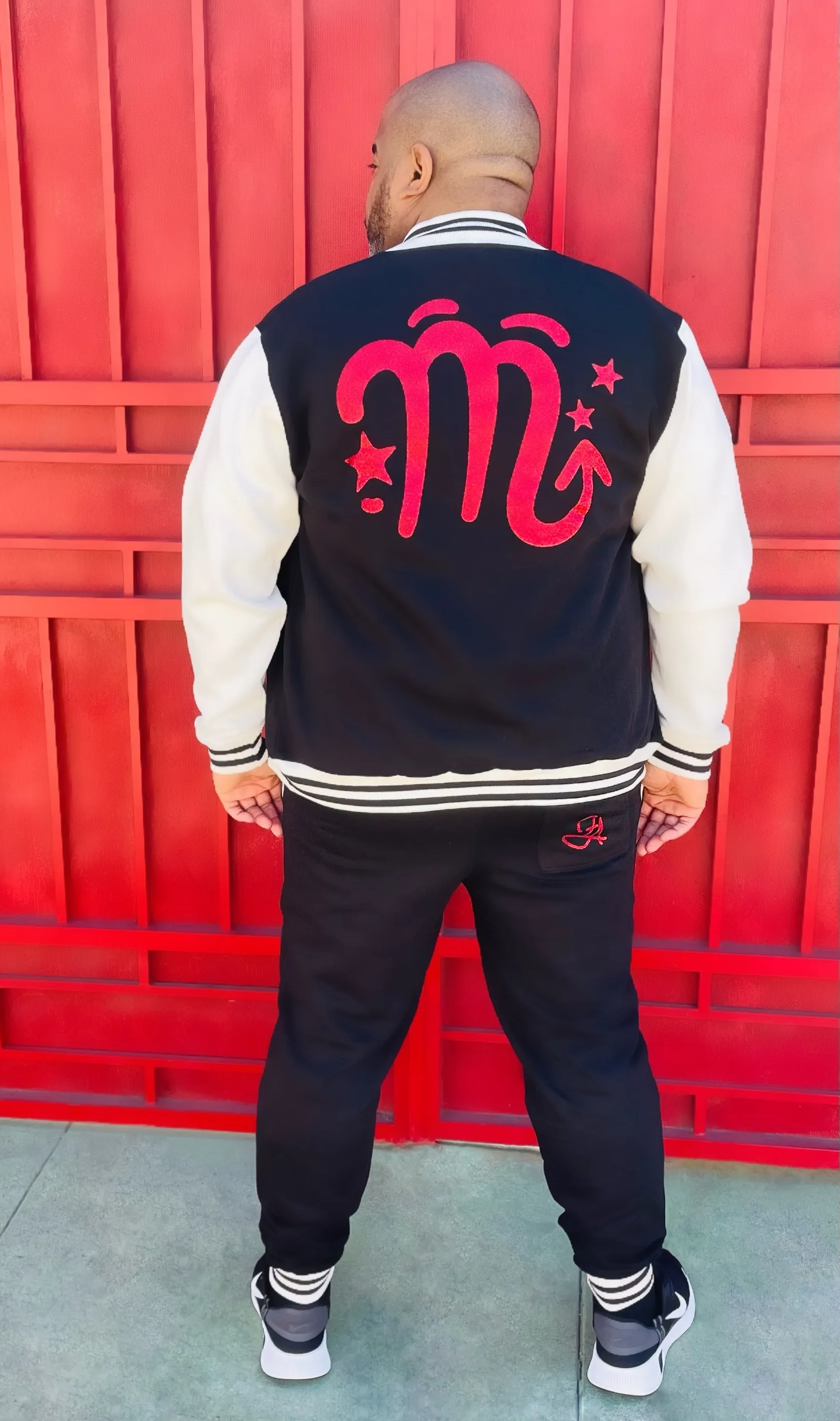 Fallon Aurielle Unisex Signature Scorpio Zodiac Jacket (Black, Red & White)