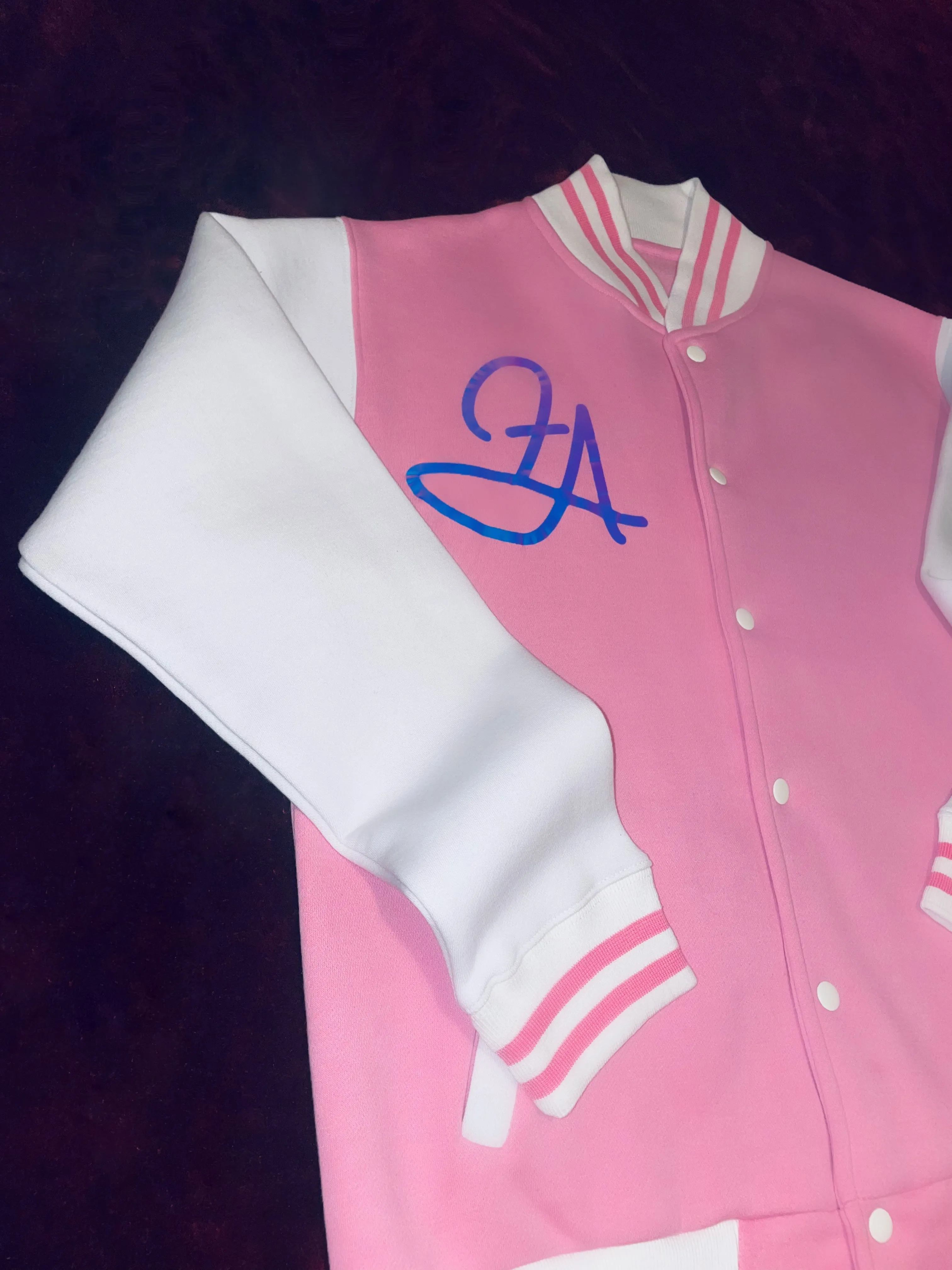 Fallon Aurielle Unisex Signature Taurus Bull Logo & Name Zodiac Jacket (Pink, Holographic & White)