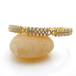 Fashion Gold Tone Crystal Slip On Bangle