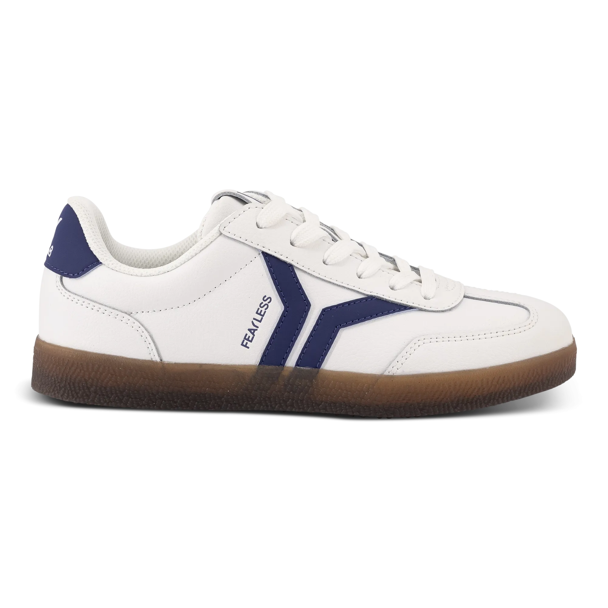 Fearless Womens Sneaker in white leather with purple wing