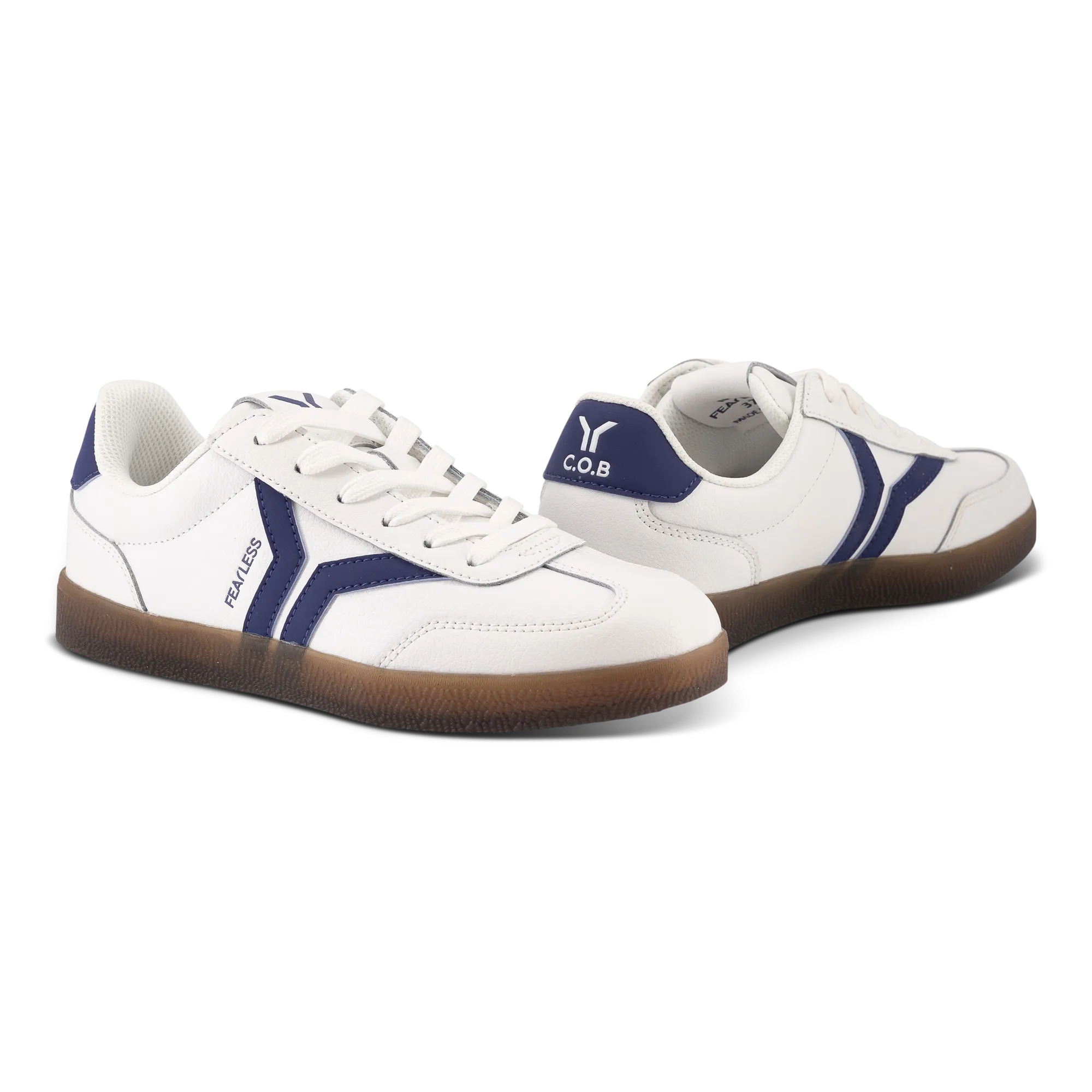 Fearless Womens Sneaker in white leather with purple wing