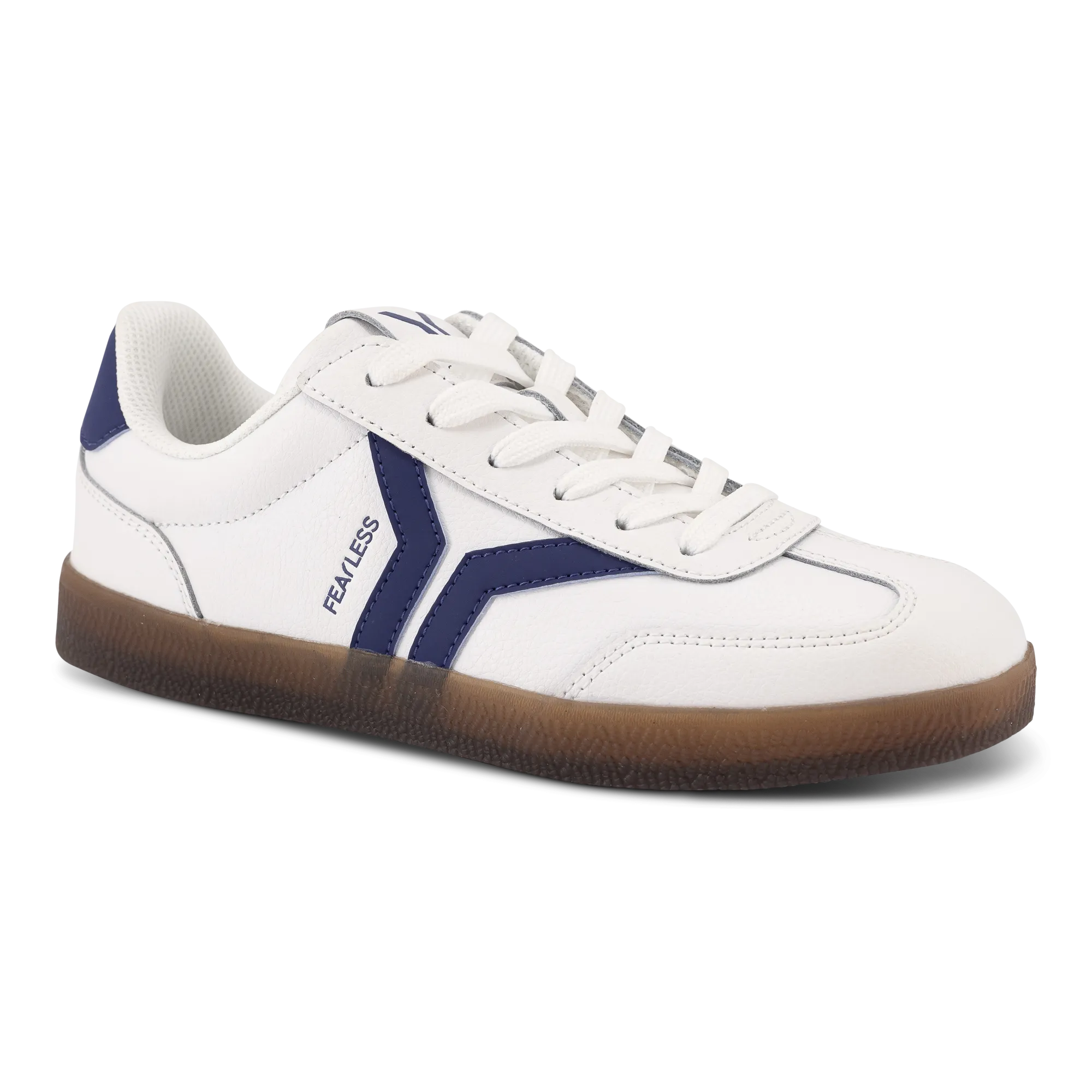 Fearless Womens Sneaker in white leather with purple wing