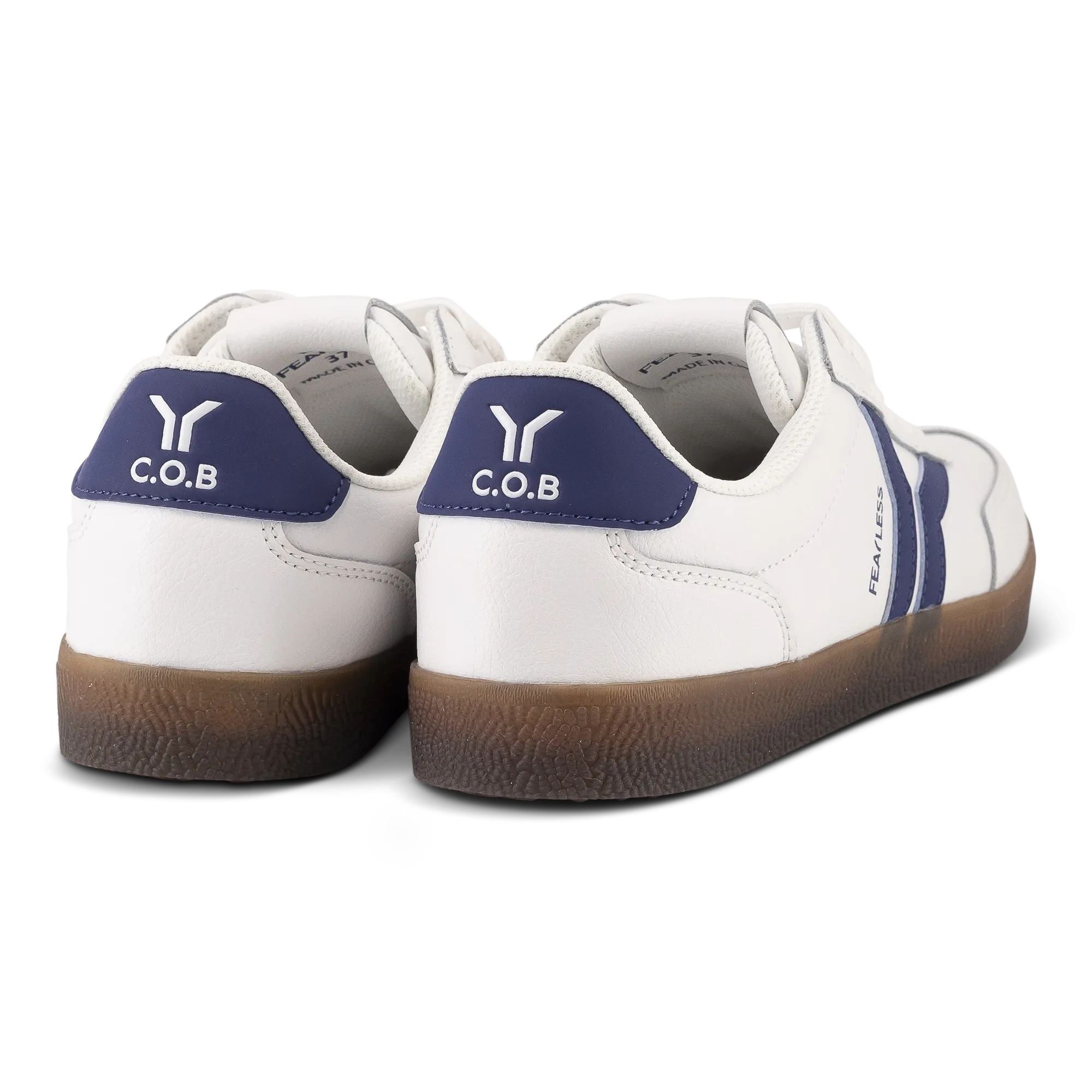 Fearless Womens Sneaker in white leather with purple wing