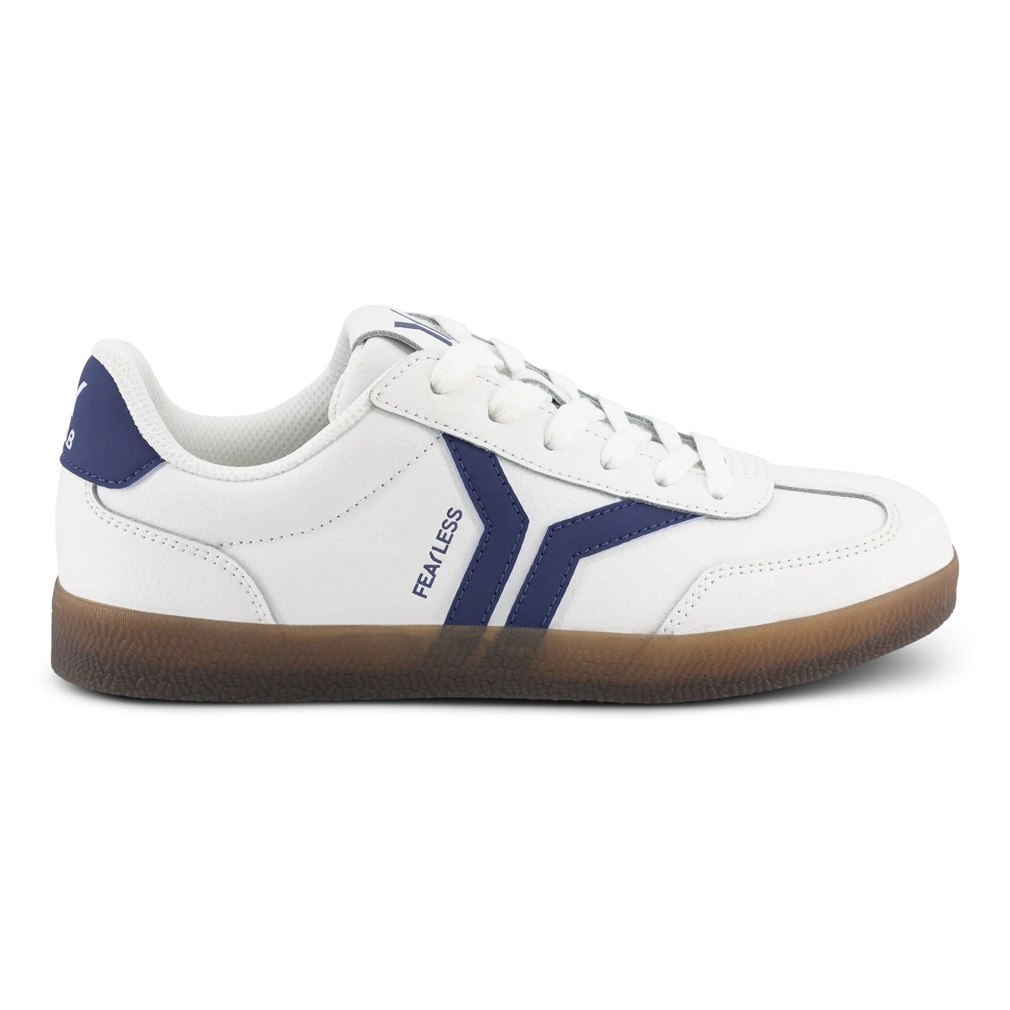 Fearless Womens Sneaker in white leather with purple wing