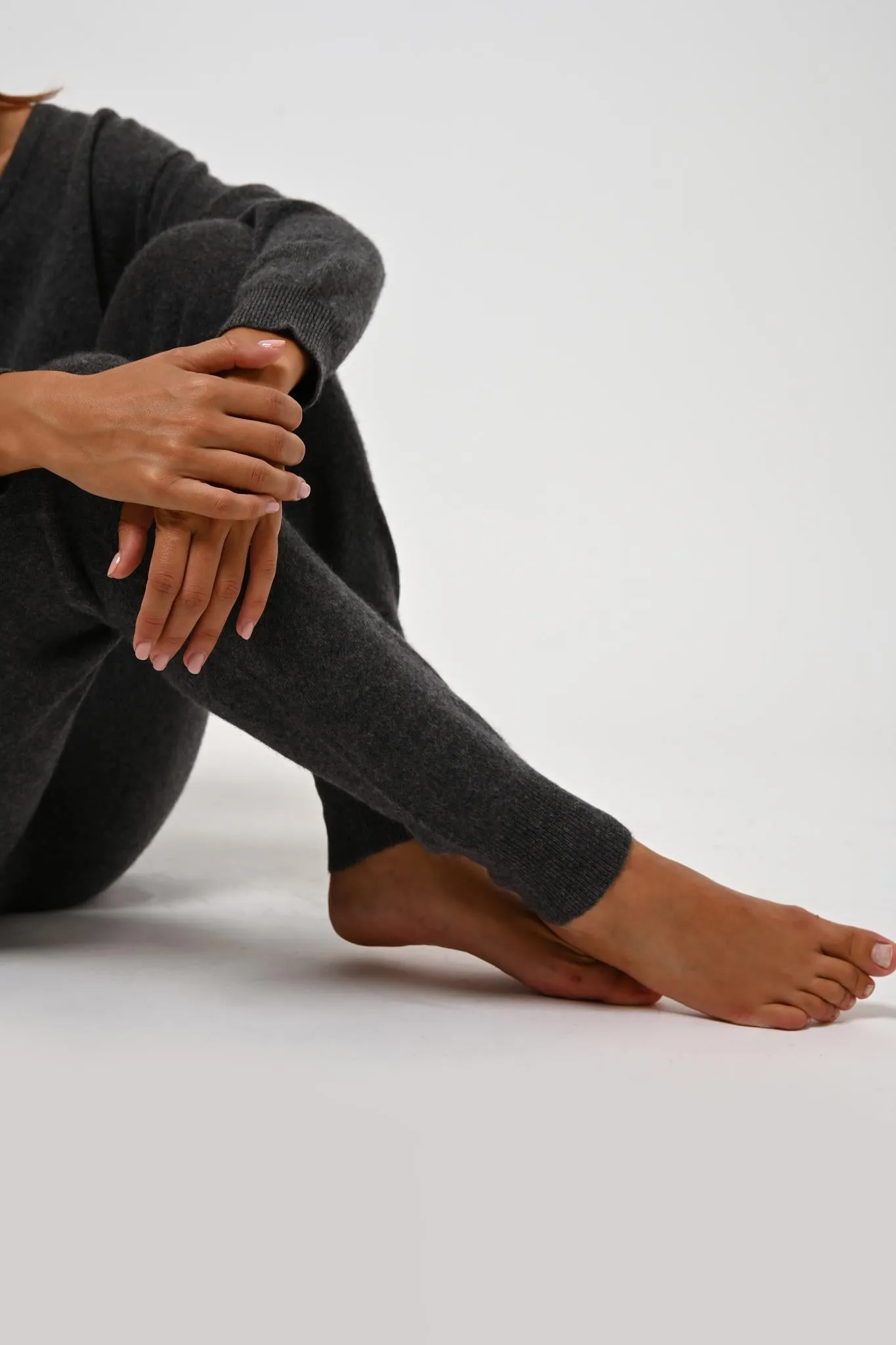 FERRAND jogging anthracite chiné 100% cachemire