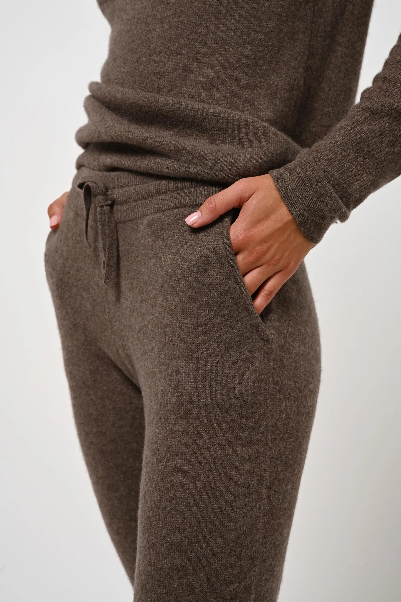 FERRAND jogging taupe chiné 100% cachemire
