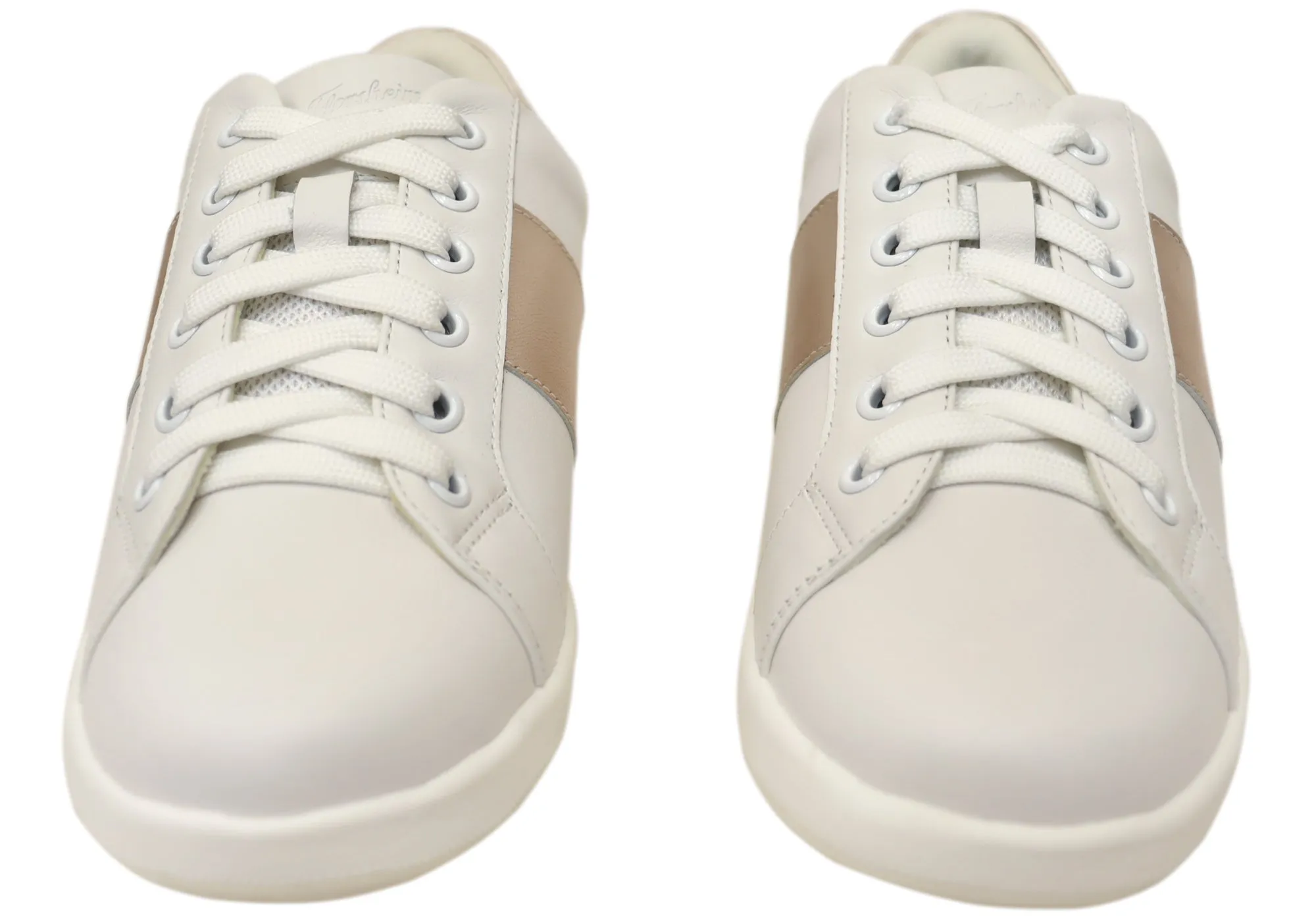 Florsheim Womens Comfortable Leather Crossover Lace To Toe Sneakers