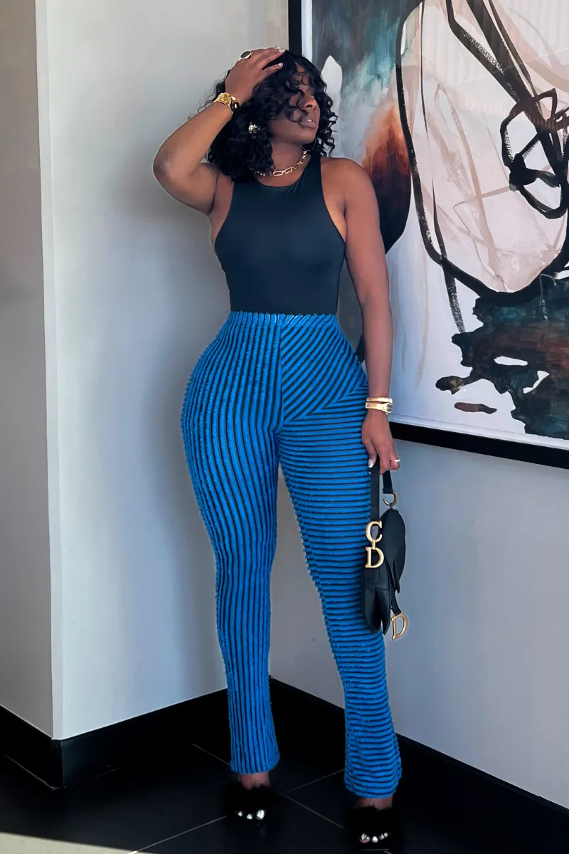 FUZZY STRIPED SLIP-ON | PANTS (S-XXL)