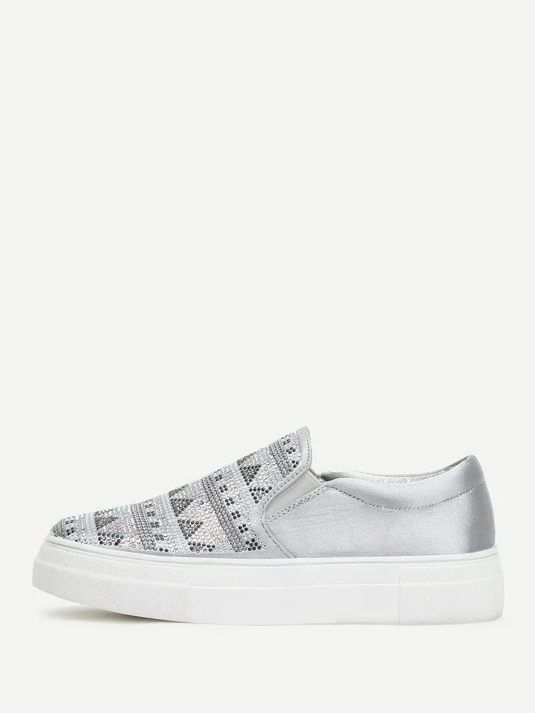 Geometric Pattern Slip On Sneakers