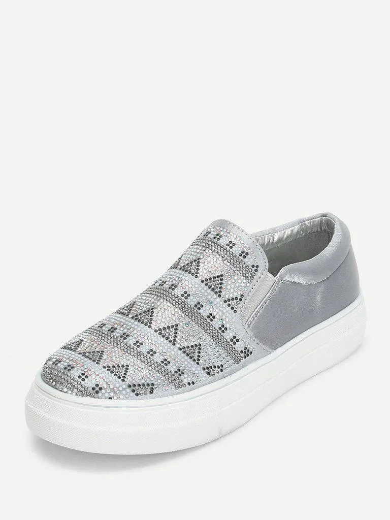 Geometric Pattern Slip On Sneakers
