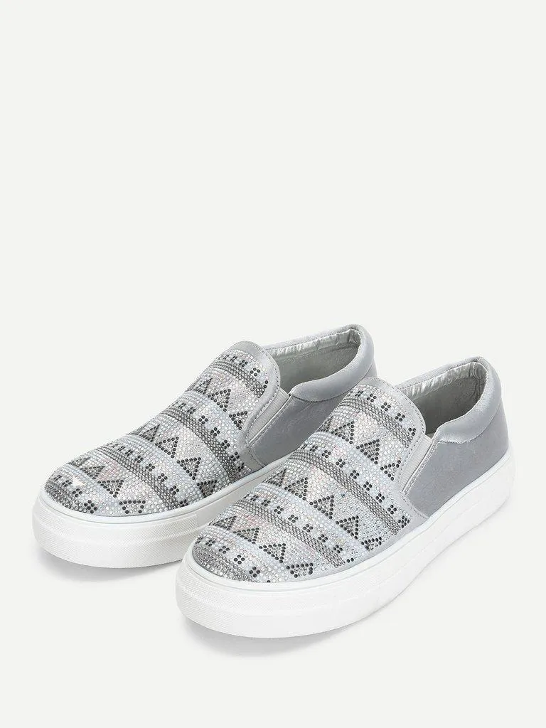 Geometric Pattern Slip On Sneakers