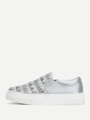 Geometric Pattern Slip On Sneakers
