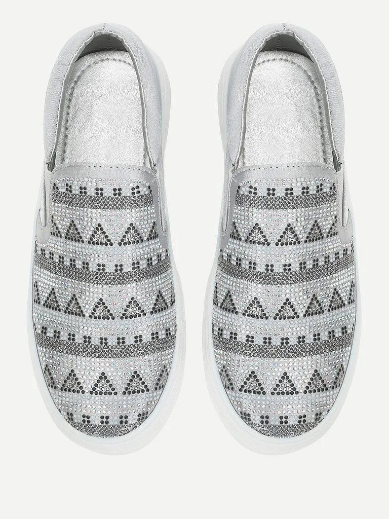 Geometric Pattern Slip On Sneakers