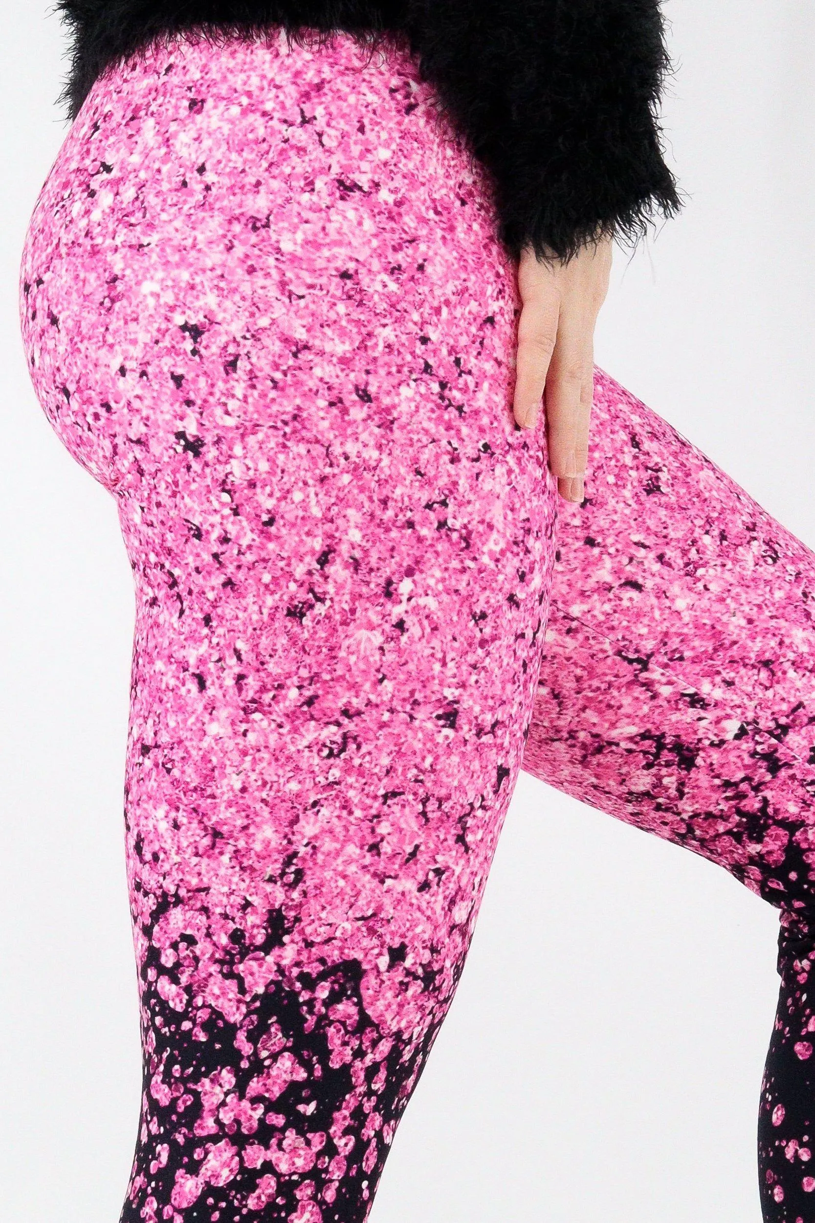 Glitter Burst Pink - Casual Capri Leggings
