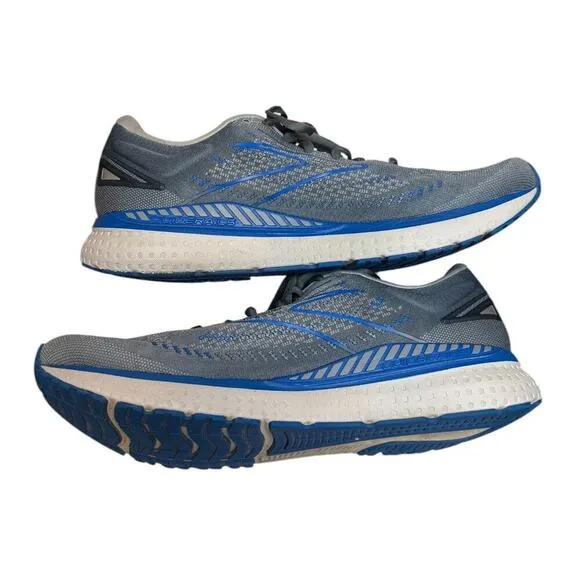 Gray/Blue Brooks Men Wide Glycerin GTS 19 Running Shoes-Size US 13/EU 47.5