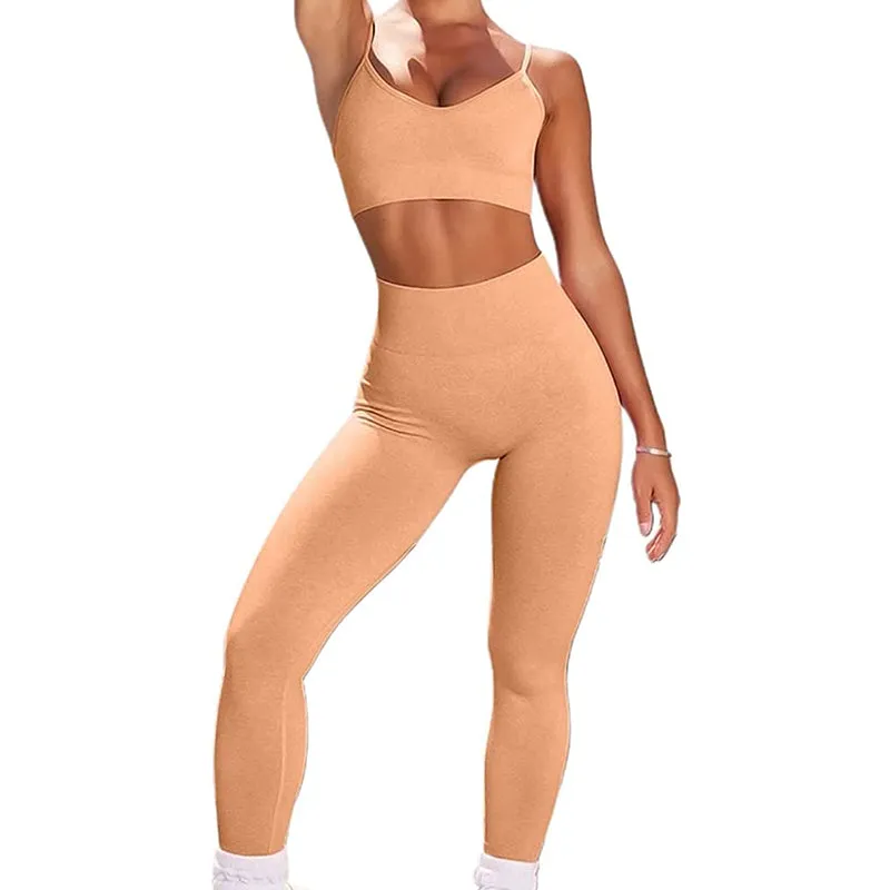 HANERDUN 2 Piece Workout Set for Women Outfit Gym High Waist Leggings with Sport Bra