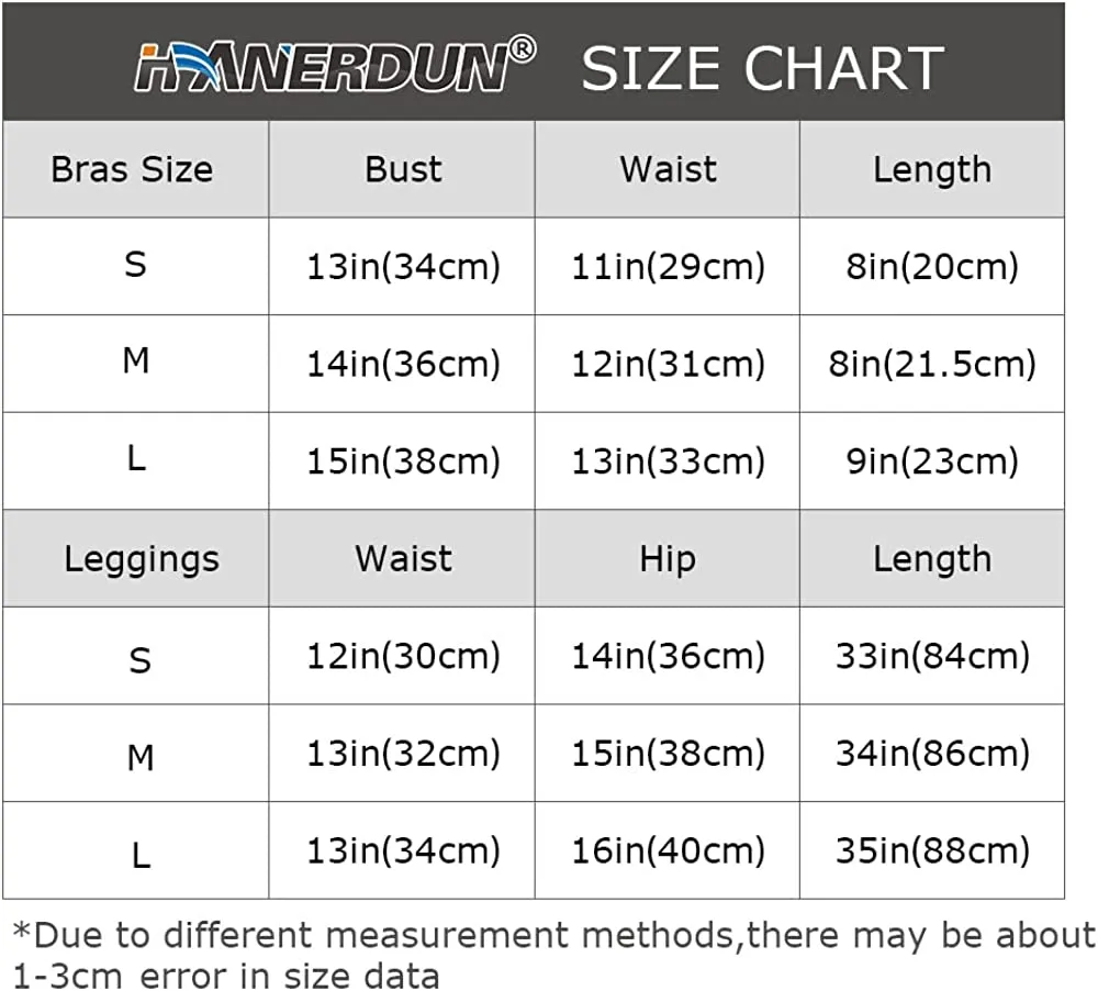 HANERDUN 2 Piece Workout Set for Women Outfit Gym High Waist Leggings with Sport Bra