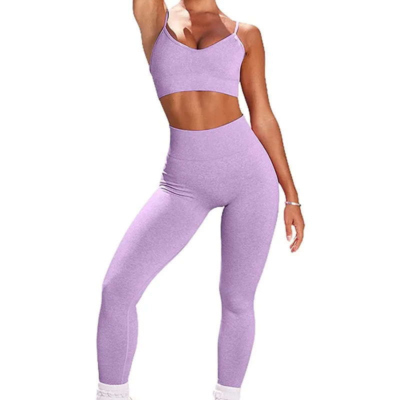 HANERDUN 2 Piece Workout Set for Women Outfit Gym High Waist Leggings with Sport Bra