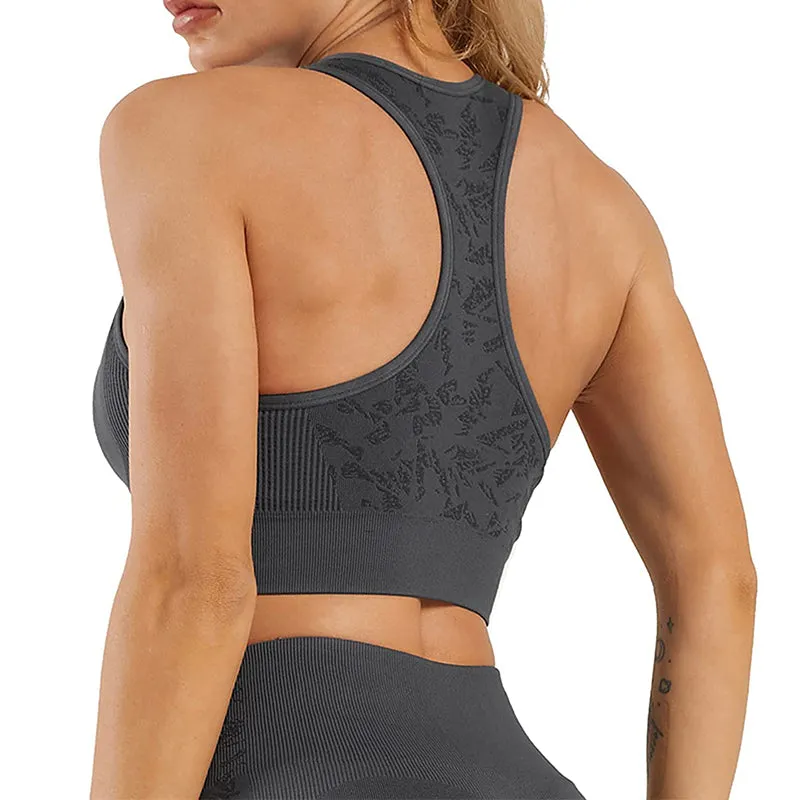 HANERDUN Women Yoga 2 Piece Outfit Workout Gym High Waist Leggings with Sport Bra Set