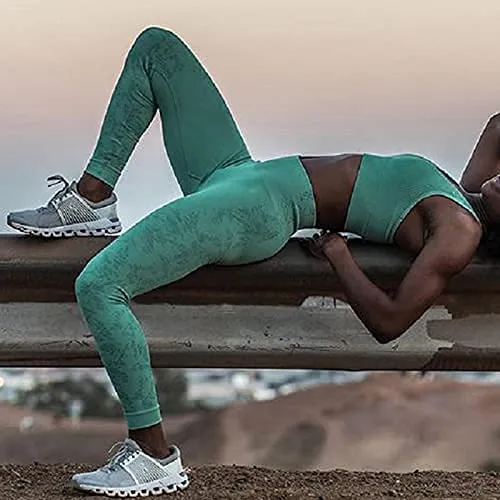 HANERDUN Women Yoga 2 Piece Outfit Workout Gym High Waist Leggings with Sport Bra Set