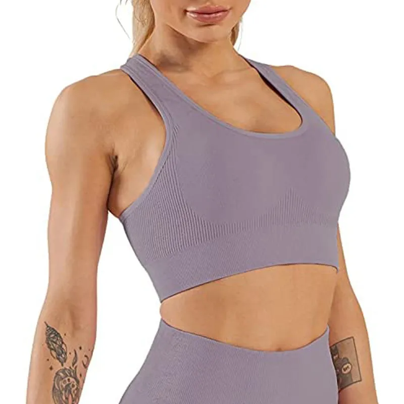 HANERDUN Women Yoga 2 Piece Outfit Workout Gym High Waist Leggings with Sport Bra Set