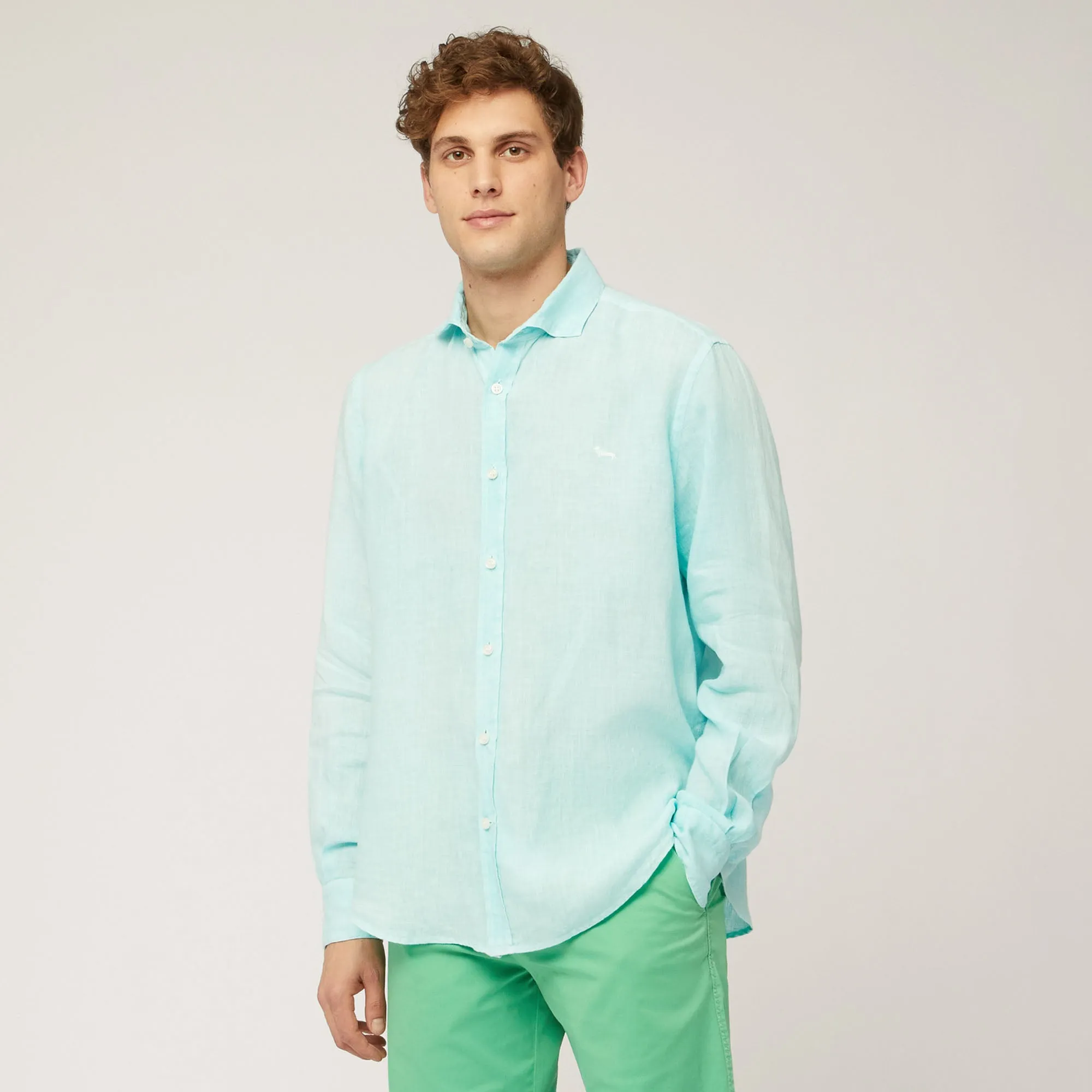 Harmont & Blaine Linen Shirt - Light Blue