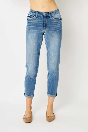 Hazel Blues® |  Judy Blue Cuffed Hem Slim Jeans