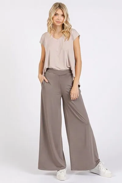 Hazel Blues® |  Mittoshop Yoga Air Stretch Elastic Waist Wide Leg Pants