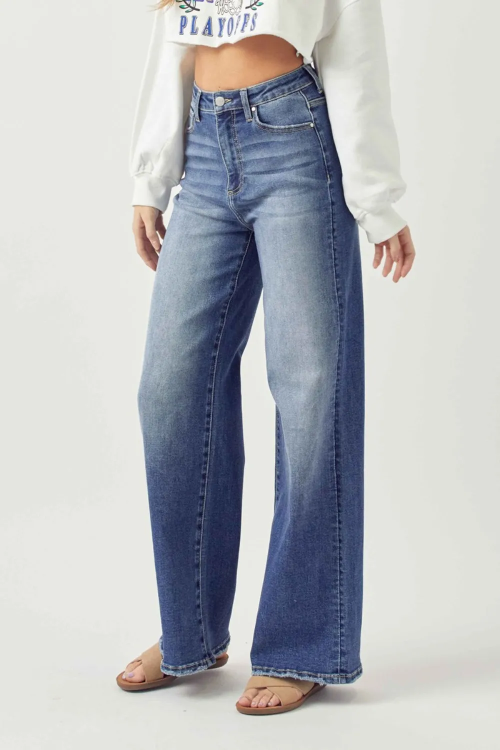 Hazel Blues® |  Risen High Rise Wide Leg Jeans