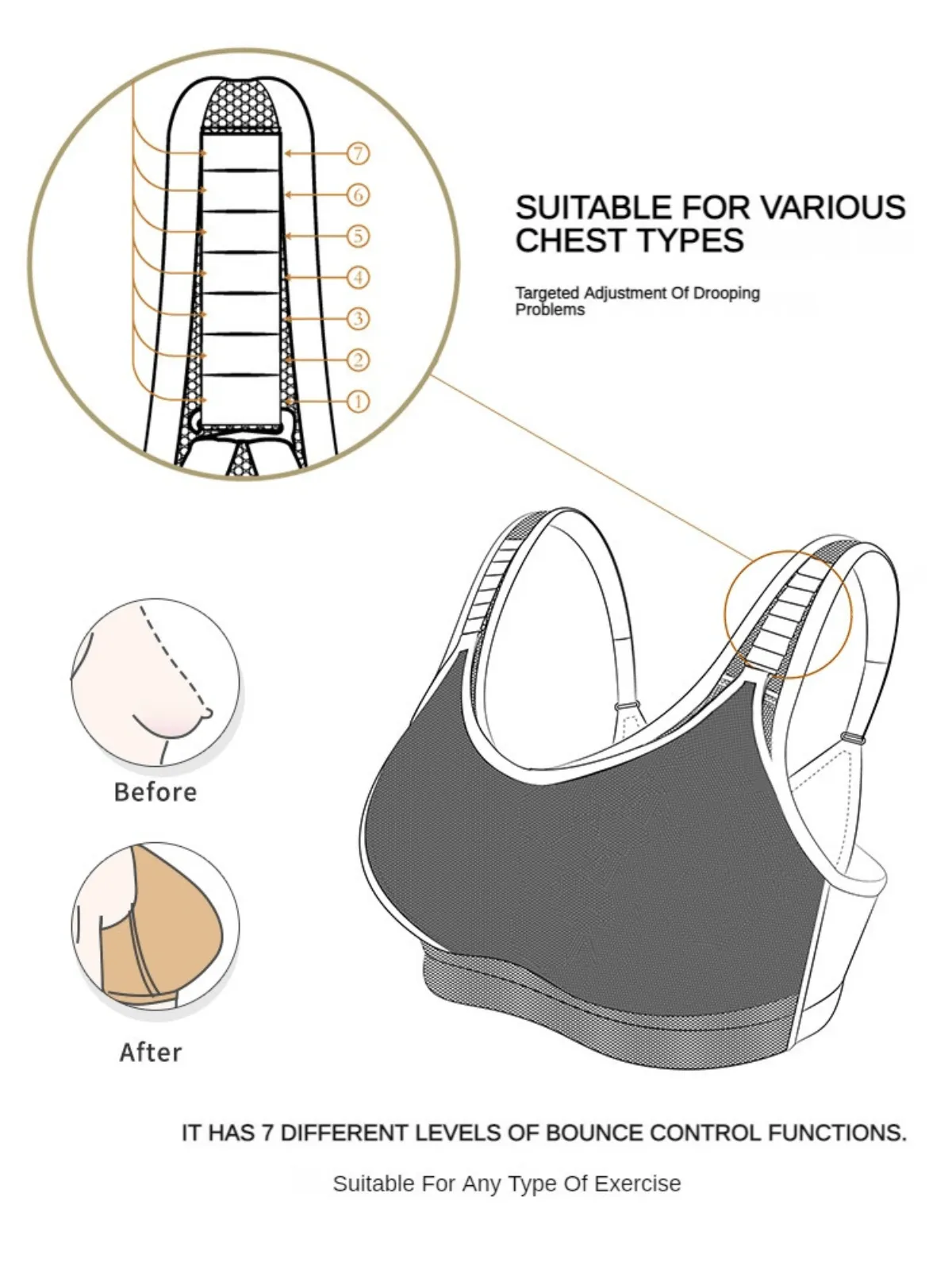 High Impact Bounce Adjustable Workout Bra Black